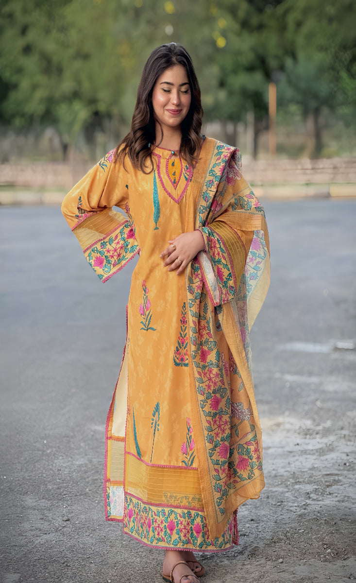 Zarqa Gul - Stitched 3 Pcs - Kala Jora
