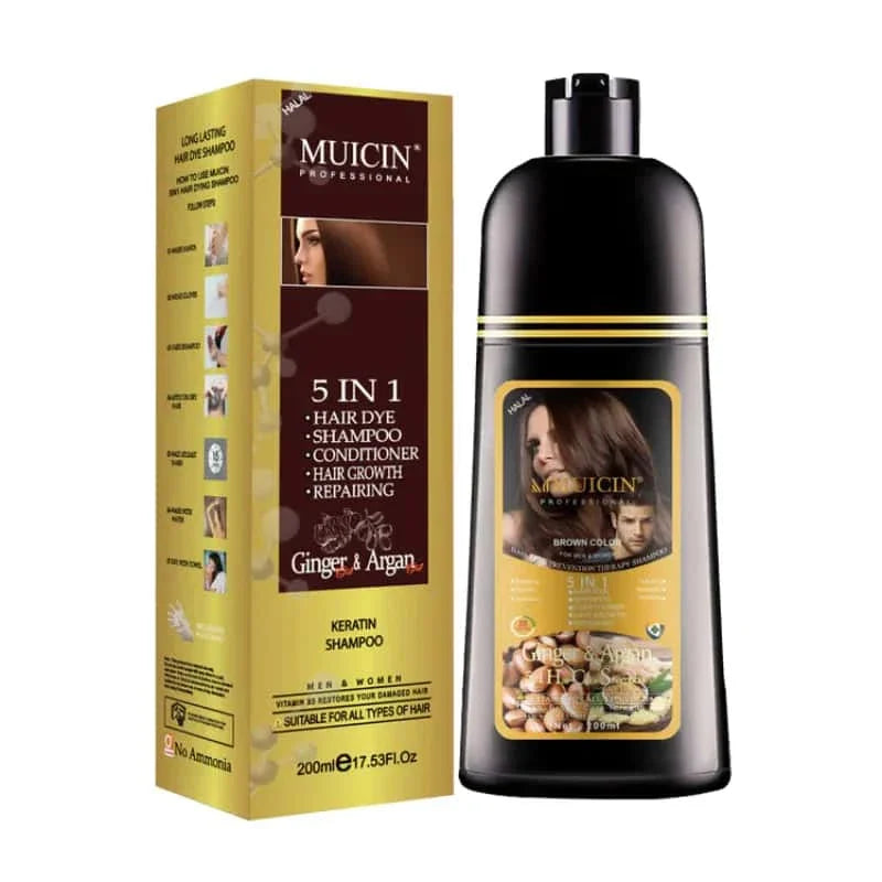 5 In 1 Hair Color Shampoo With Ginger & Argan Oil - Muicin