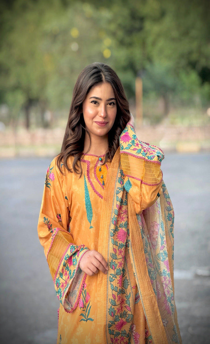 Zarqa Gul - Stitched 3 Pcs - Kala Jora