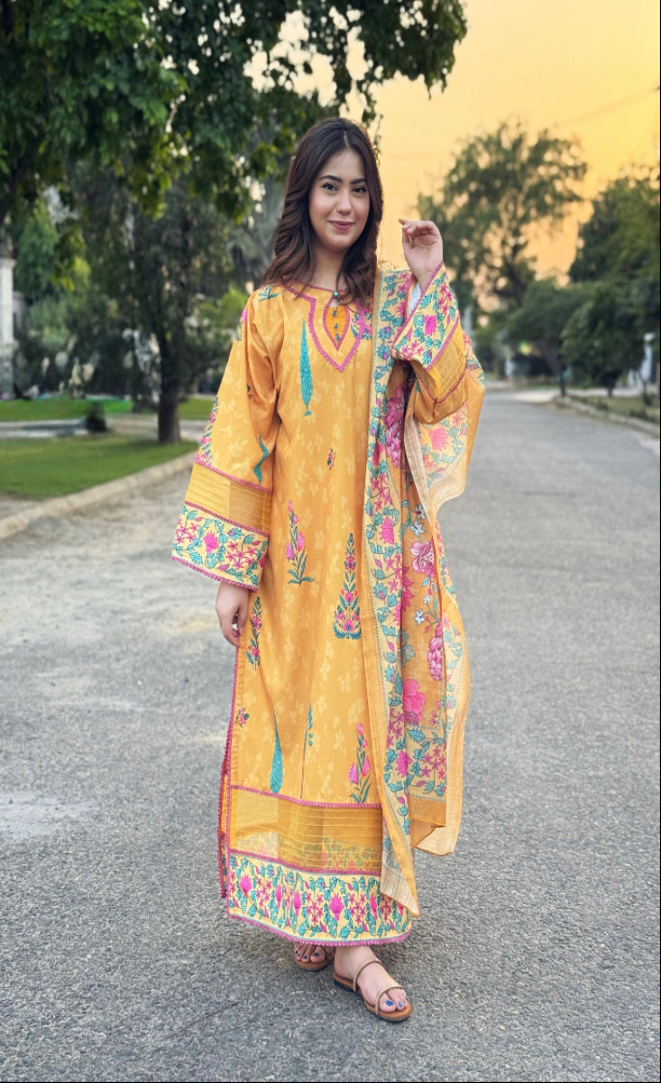 Zarqa Gul - Stitched 3 Pcs - Kala Jora