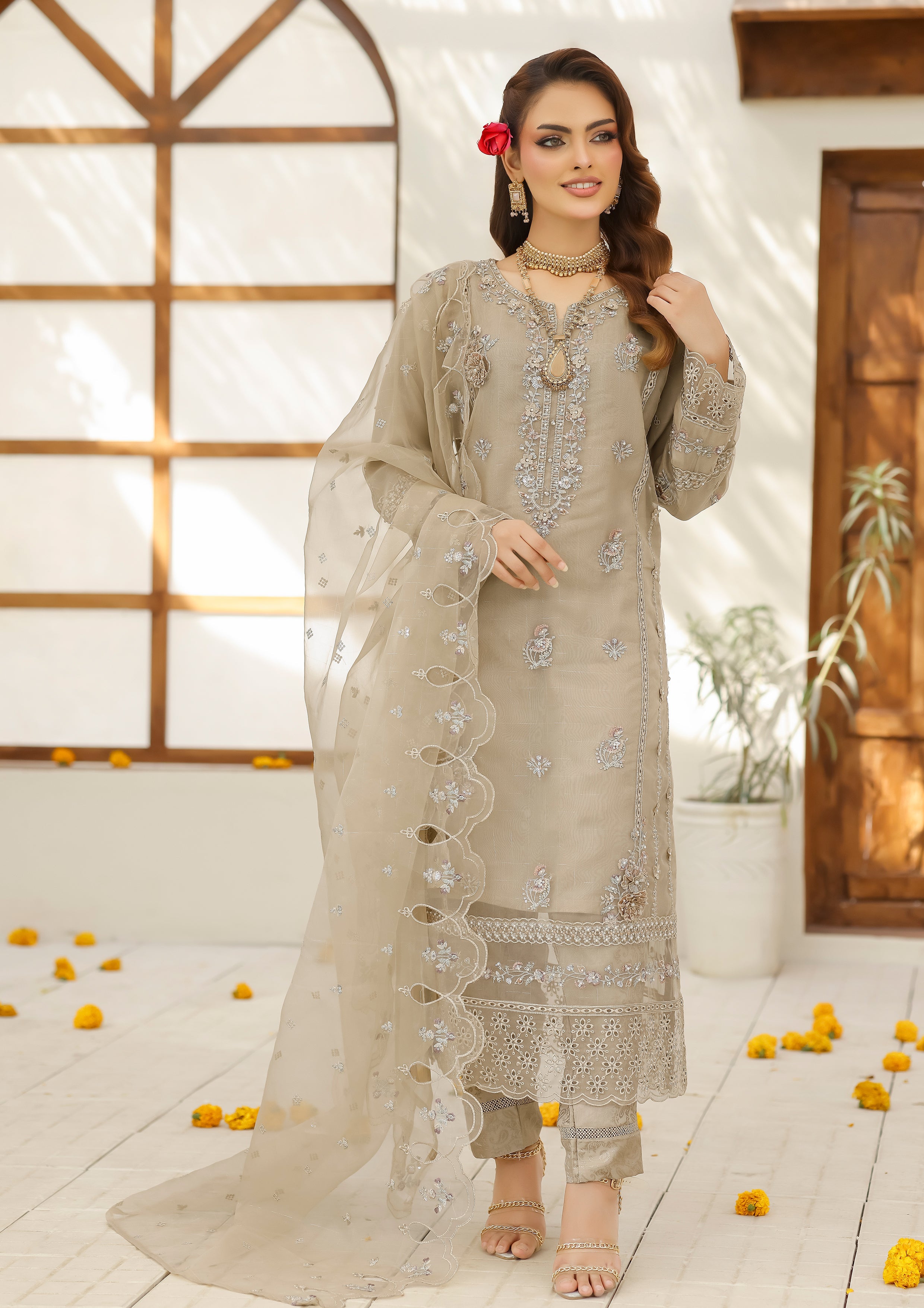 Hiba BN-1034 - 3 Piece Stitched Fancy Heavy Embroidered - Bint-e-Noor