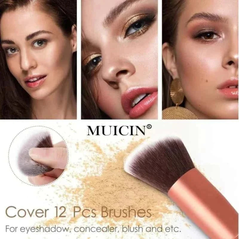 Rose Gold & Black Eye Brush Collection - 12 Pieces - Muicin