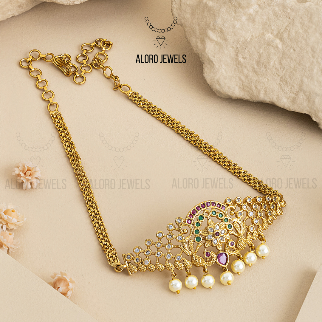 Gold Plated Statement Choker Necklace - Aloro Jewels