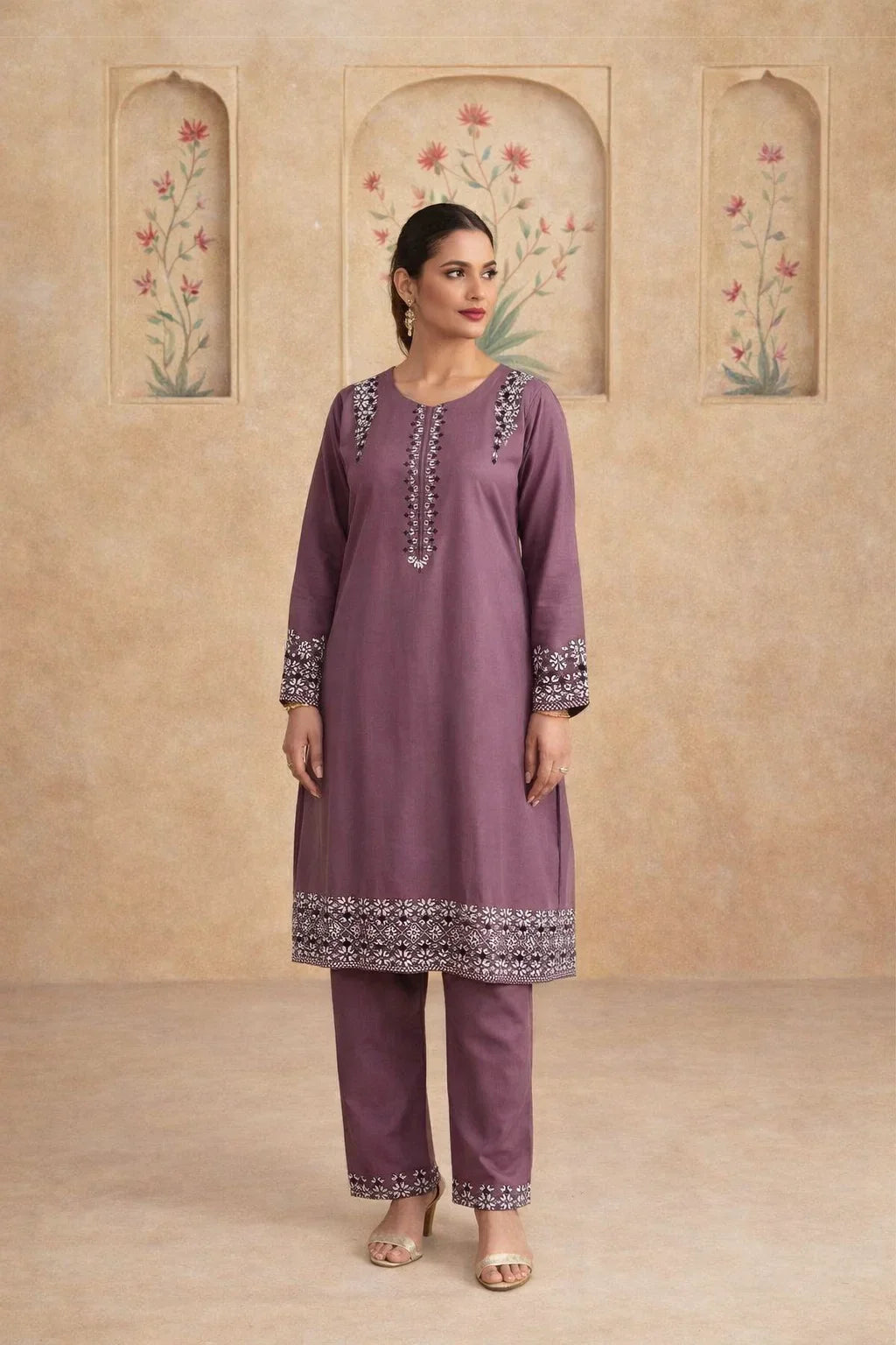 Embroidered Purple Kurti - HBH