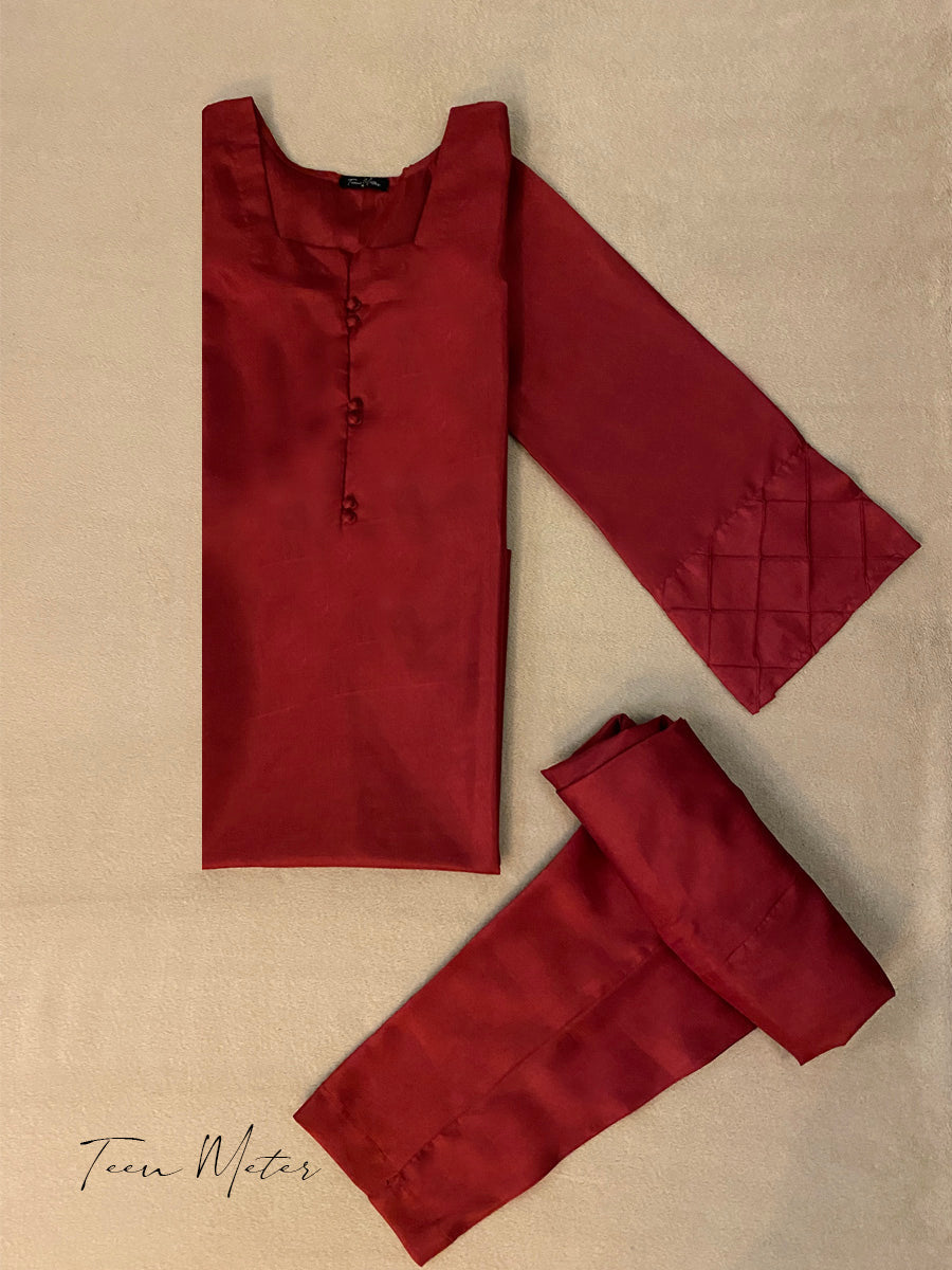 Maroon 2pc “SILK LUXE” -