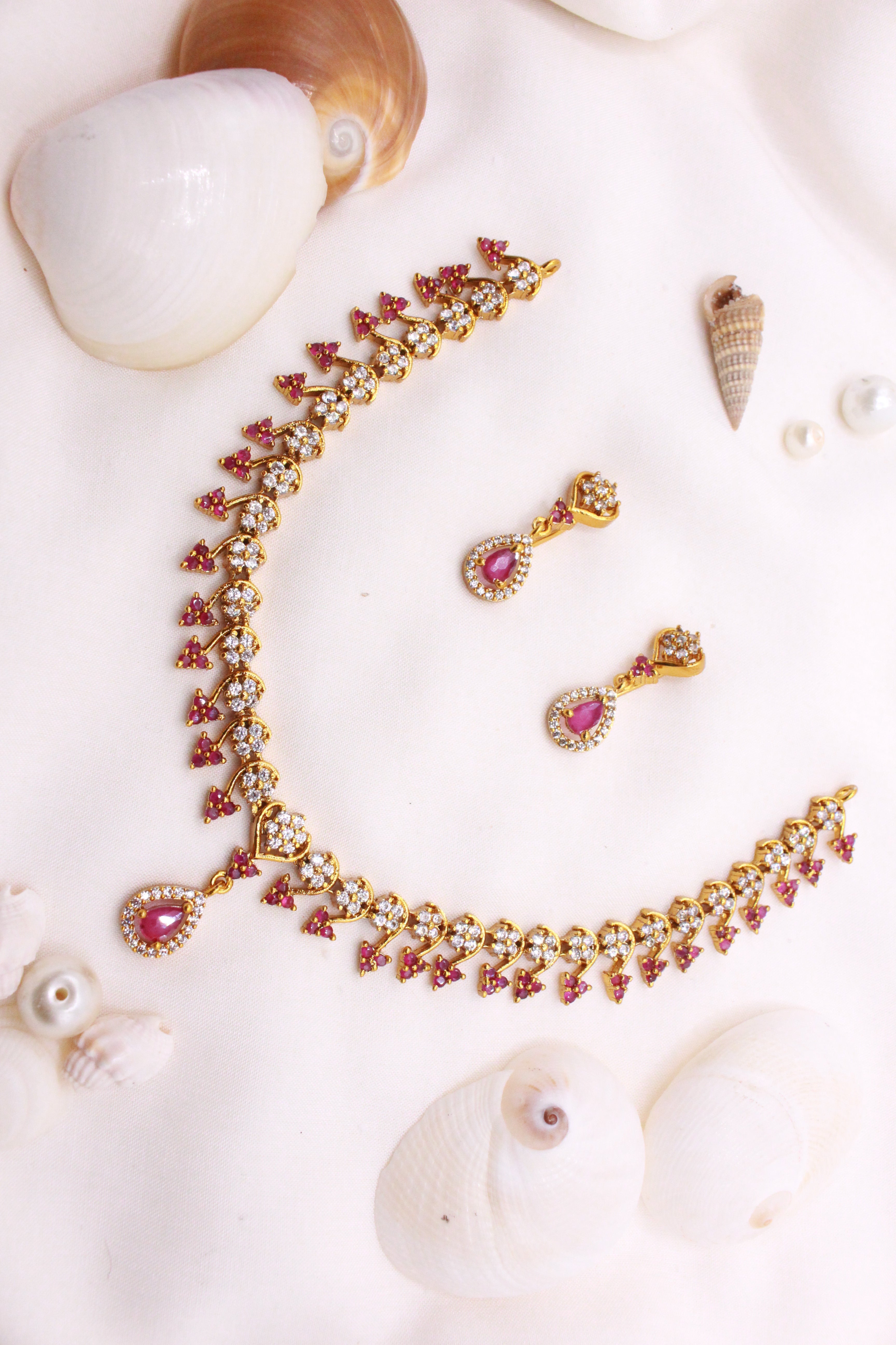 Diamond Designer Red Set - Aloro Jewels
