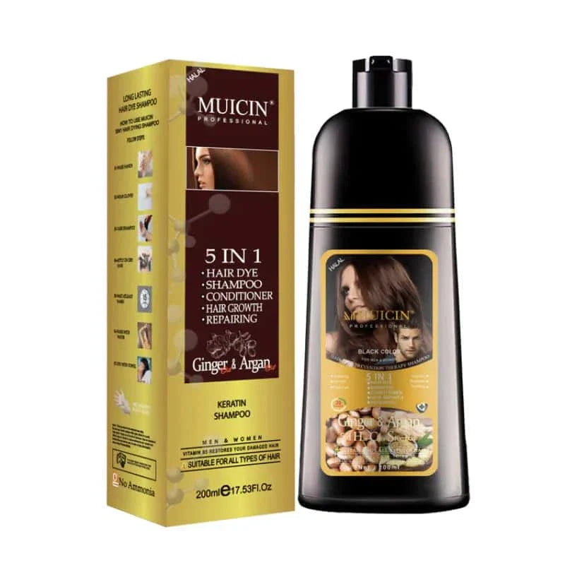 5 In 1 Hair Color Shampoo With Ginger & Argan Oil - Muicin