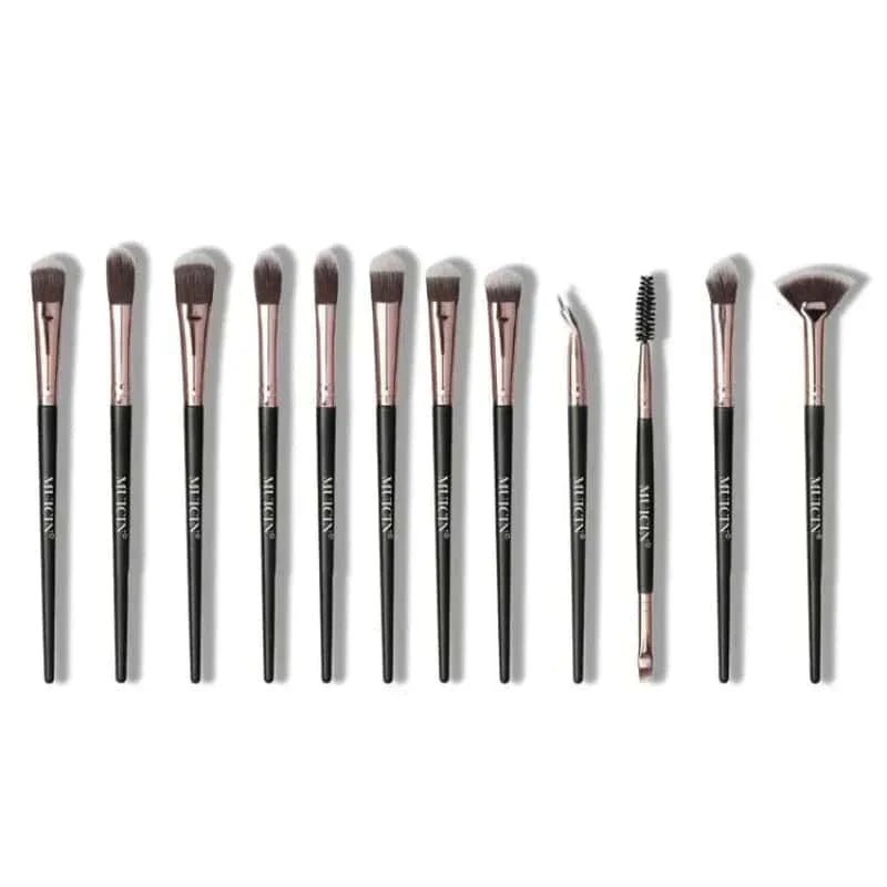 Vegan Eyebrow Brush Set With Pouch - 12 Pieces - Muicin