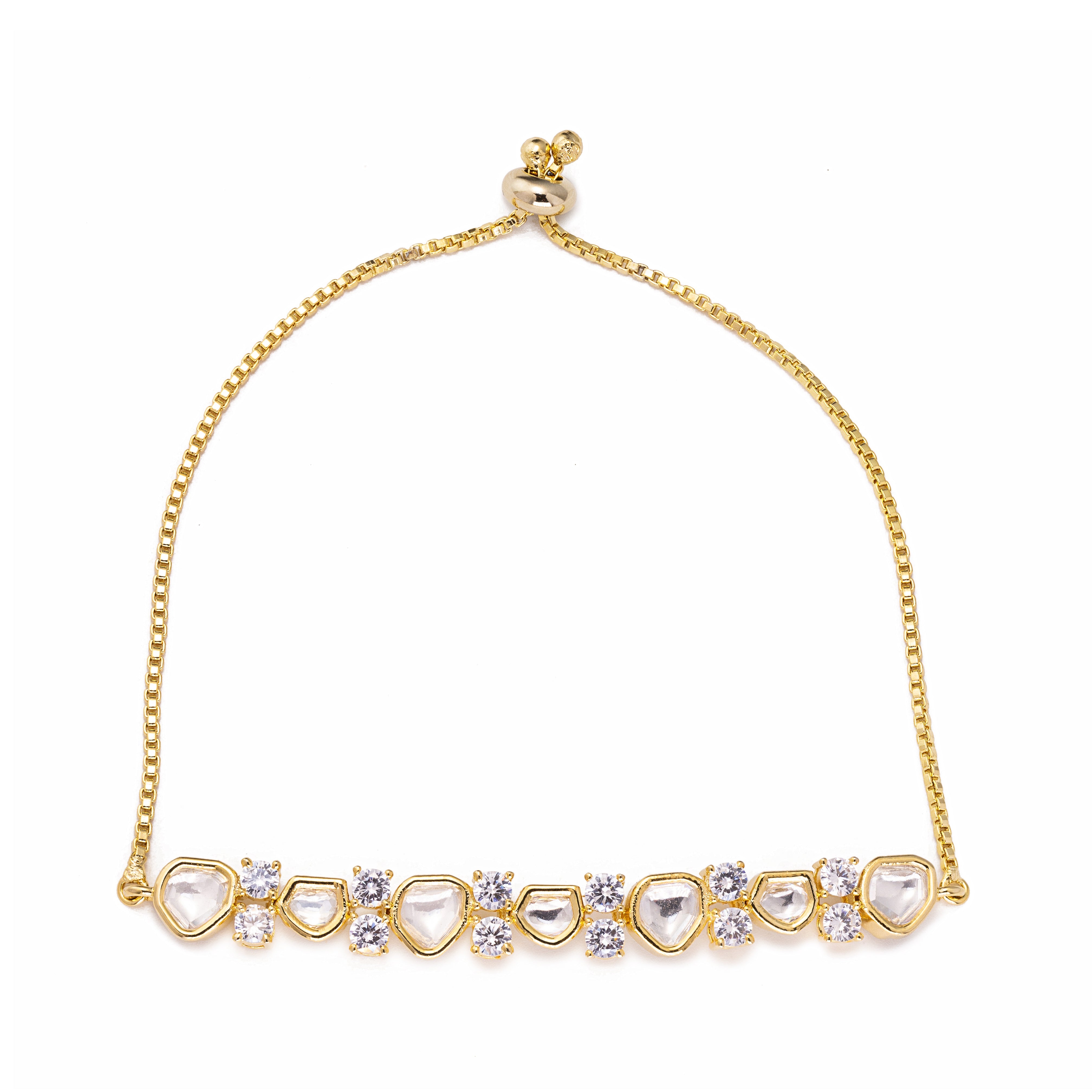 Gold Plated Kundan Bracelet - Aloro Jewels