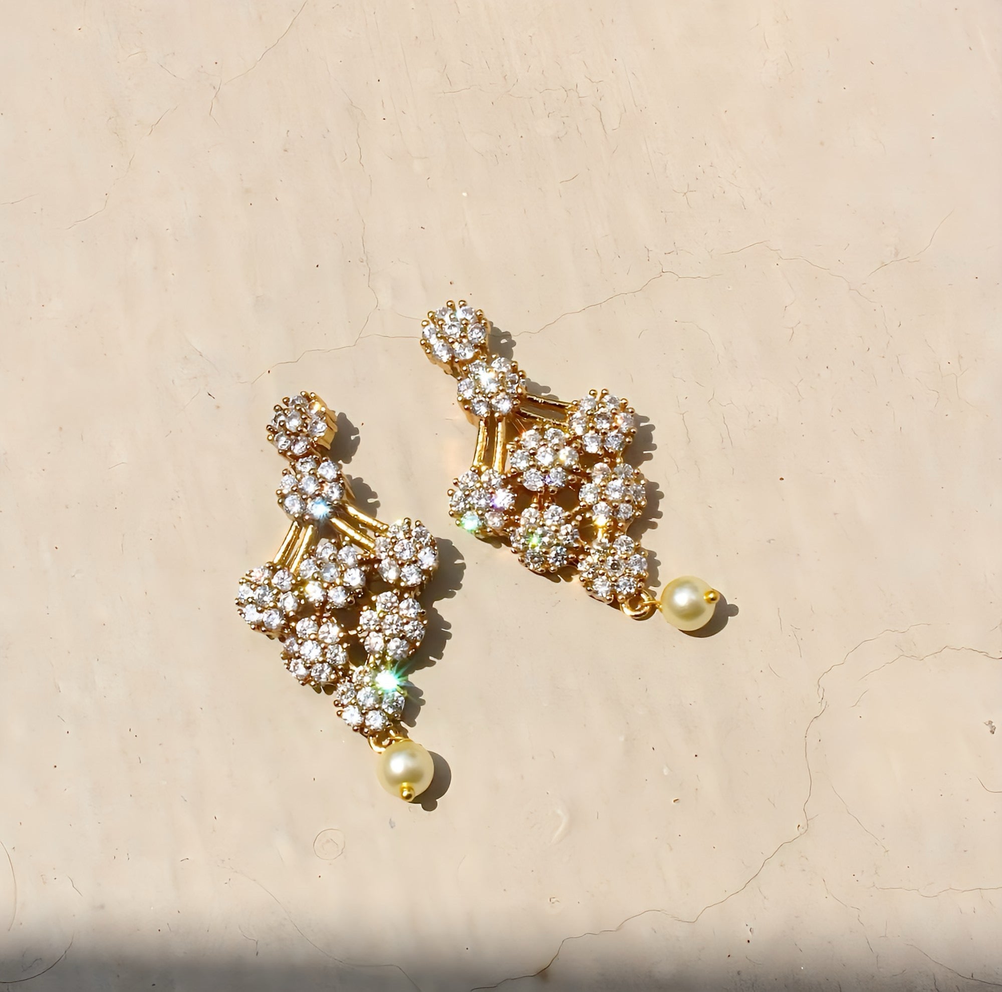 Gold Plated Statement Diamond Necklace - Aloro Jewels