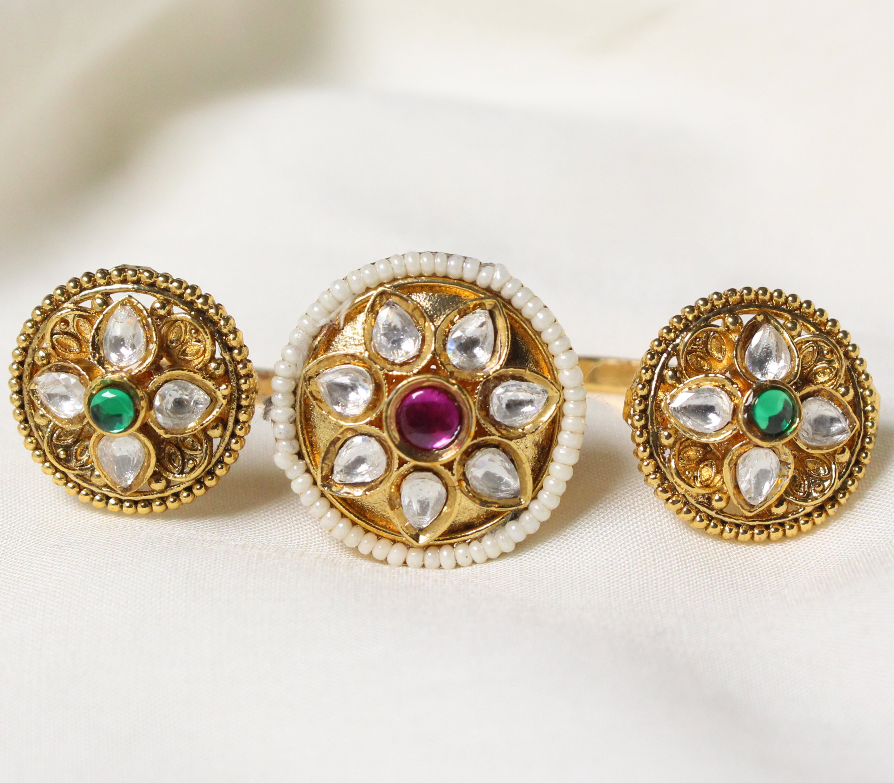 Rajwadi Floral Ring - Aloro Jewels