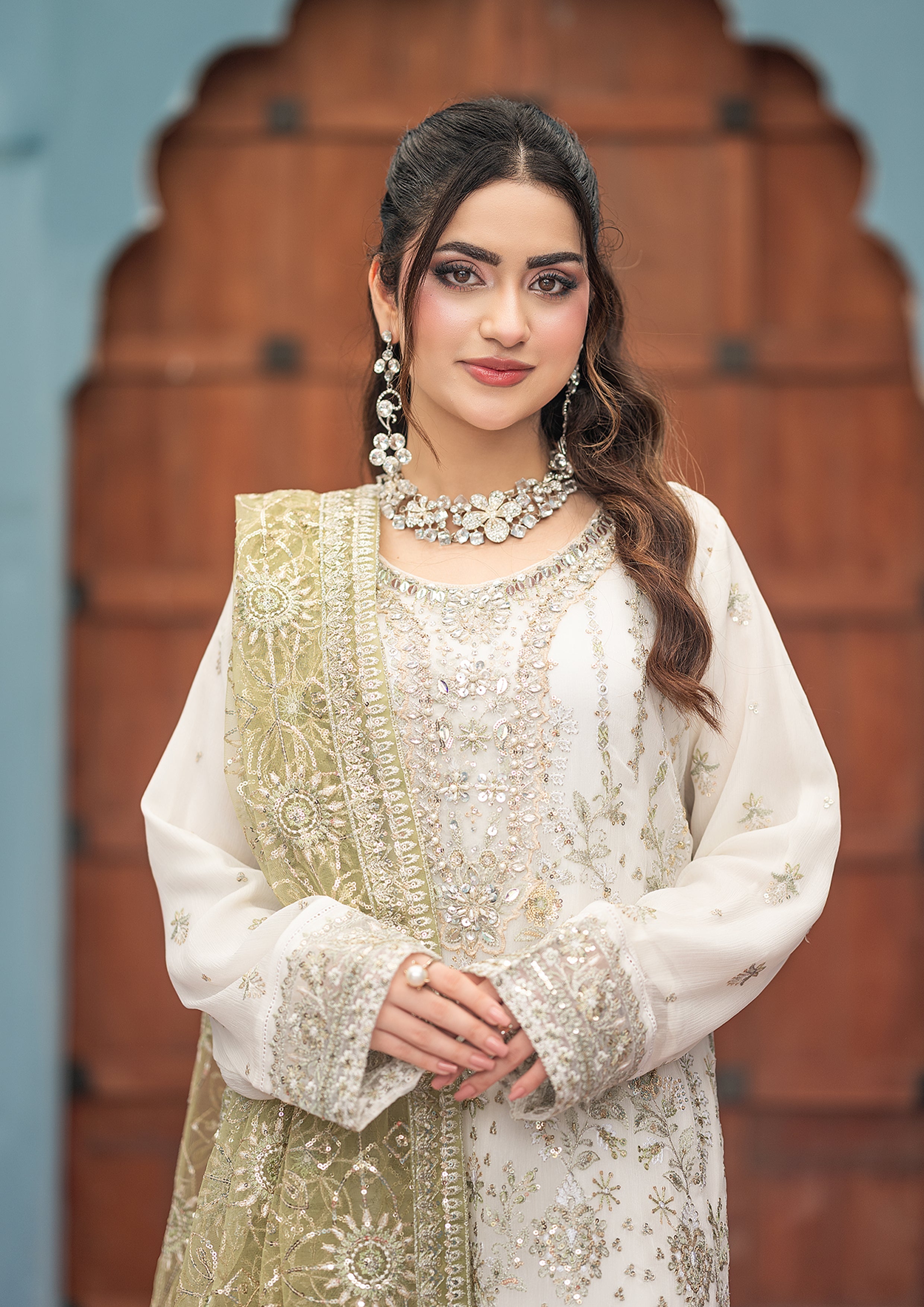 La-Amalia BN-1060) - 3 Piece Semi-Stitched Fancy Heavy Embroidered - Bint-e-Noor