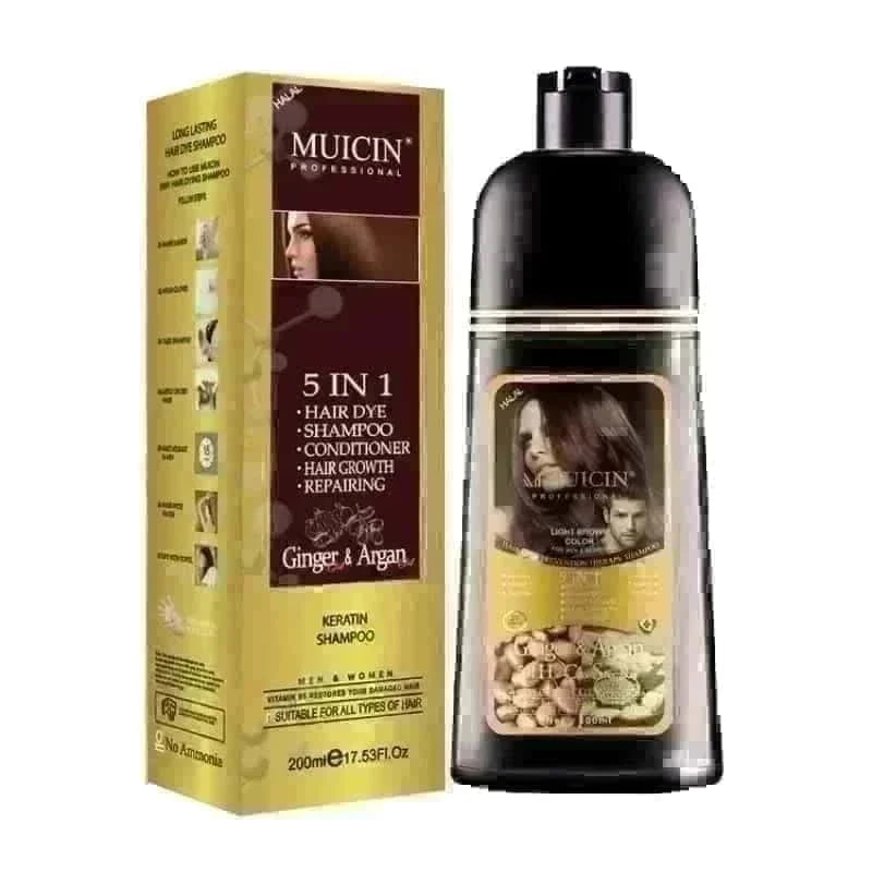 5 In 1 Hair Color Shampoo With Ginger & Argan Oil - Muicin