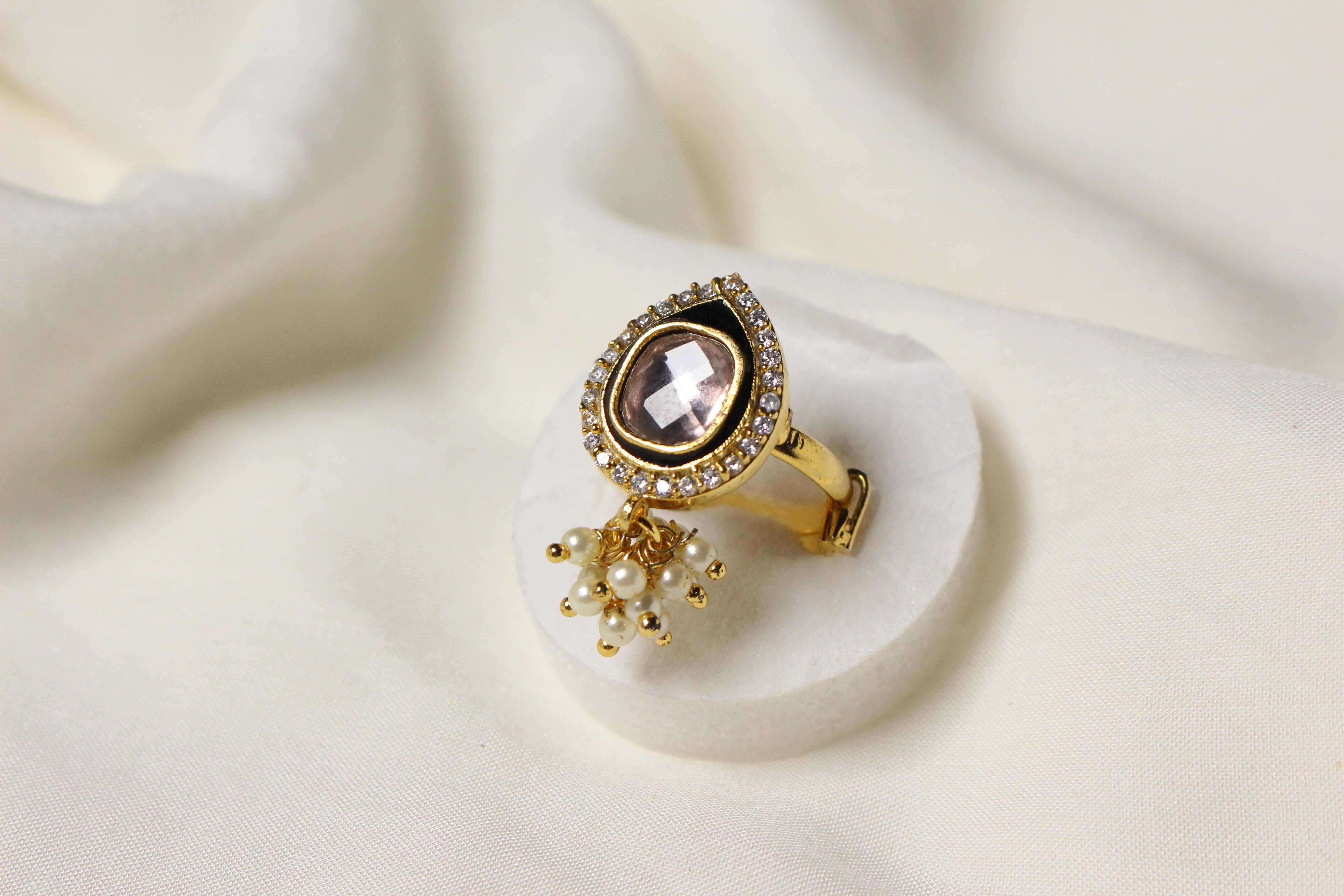 Kundan Drop Ring - Aloro Jewels