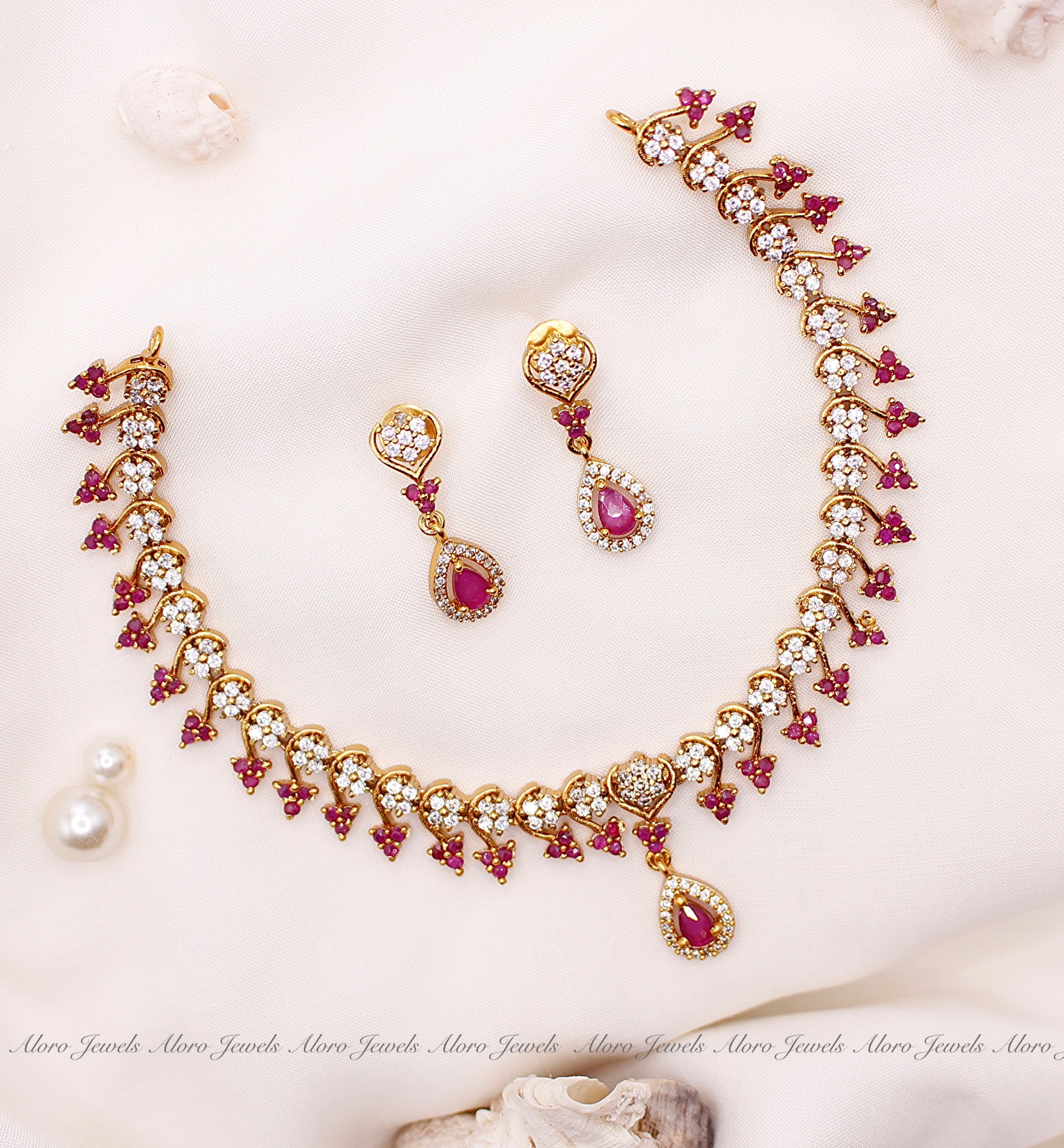 Diamond Designer Red Set - Aloro Jewels