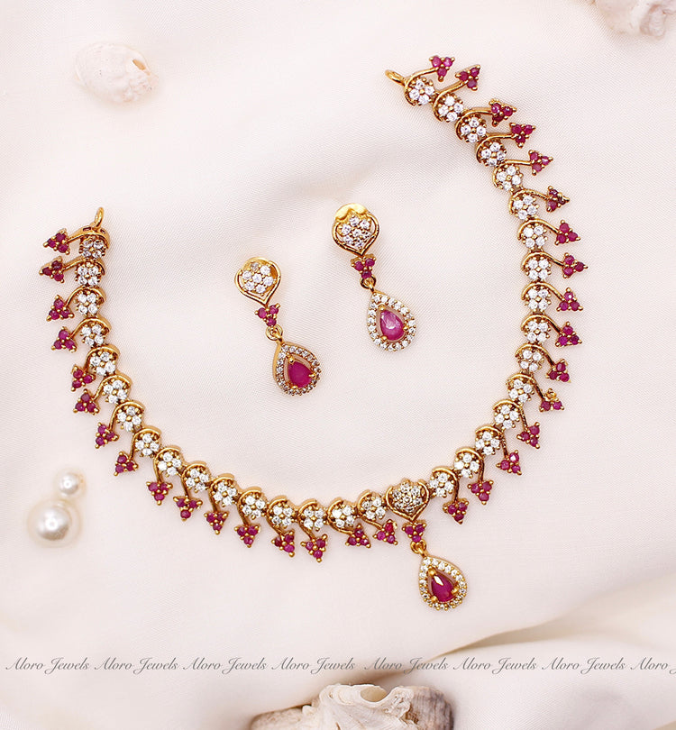 Diamond Designer Red Set - Aloro Jewels