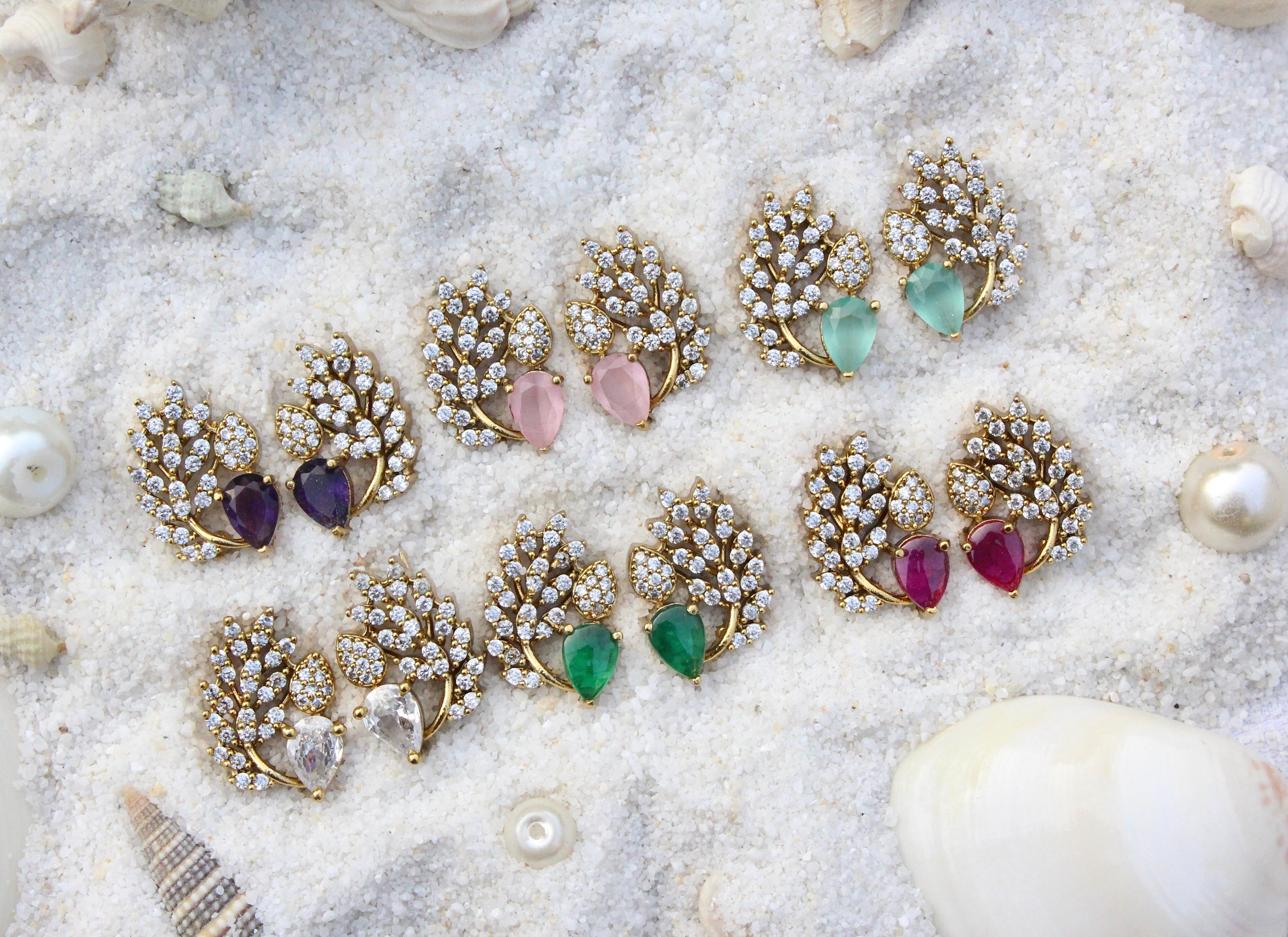 Leaf Stud Earrings - Aloro Jewels