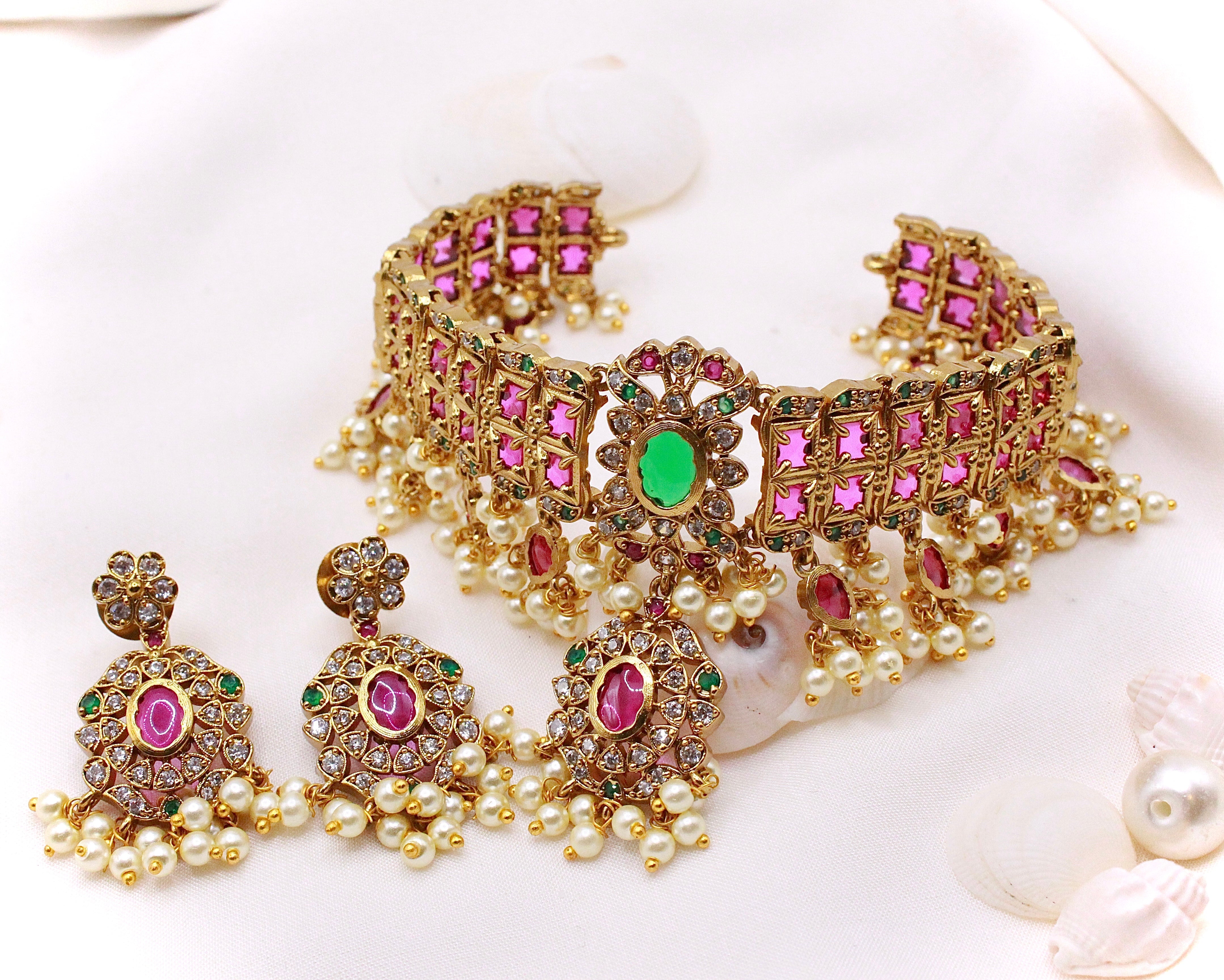 Jadau Bridal Choker Necklace - Aloro Jewels
