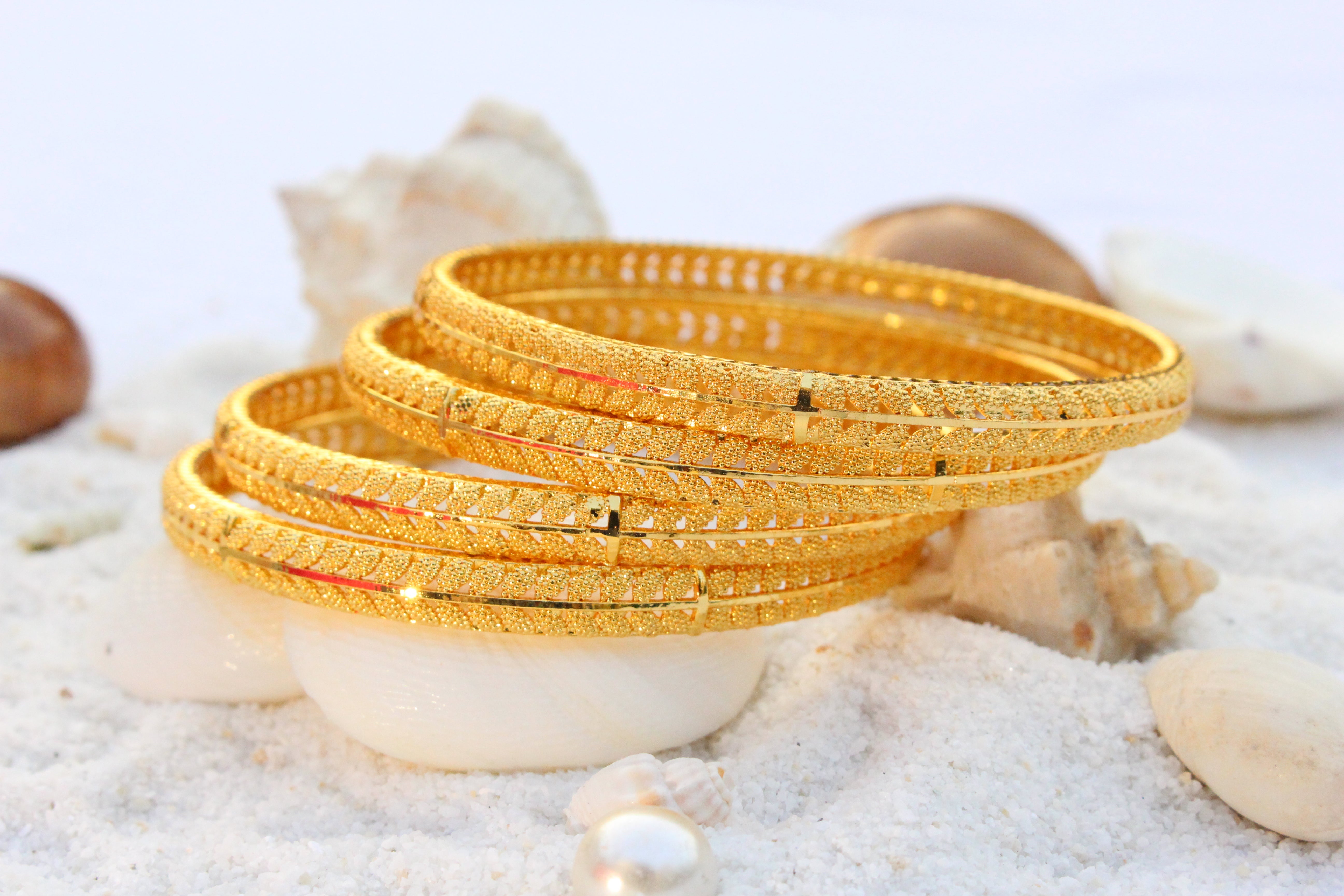 4 Pcs Gold Plated Bangles - Aloro Jewels