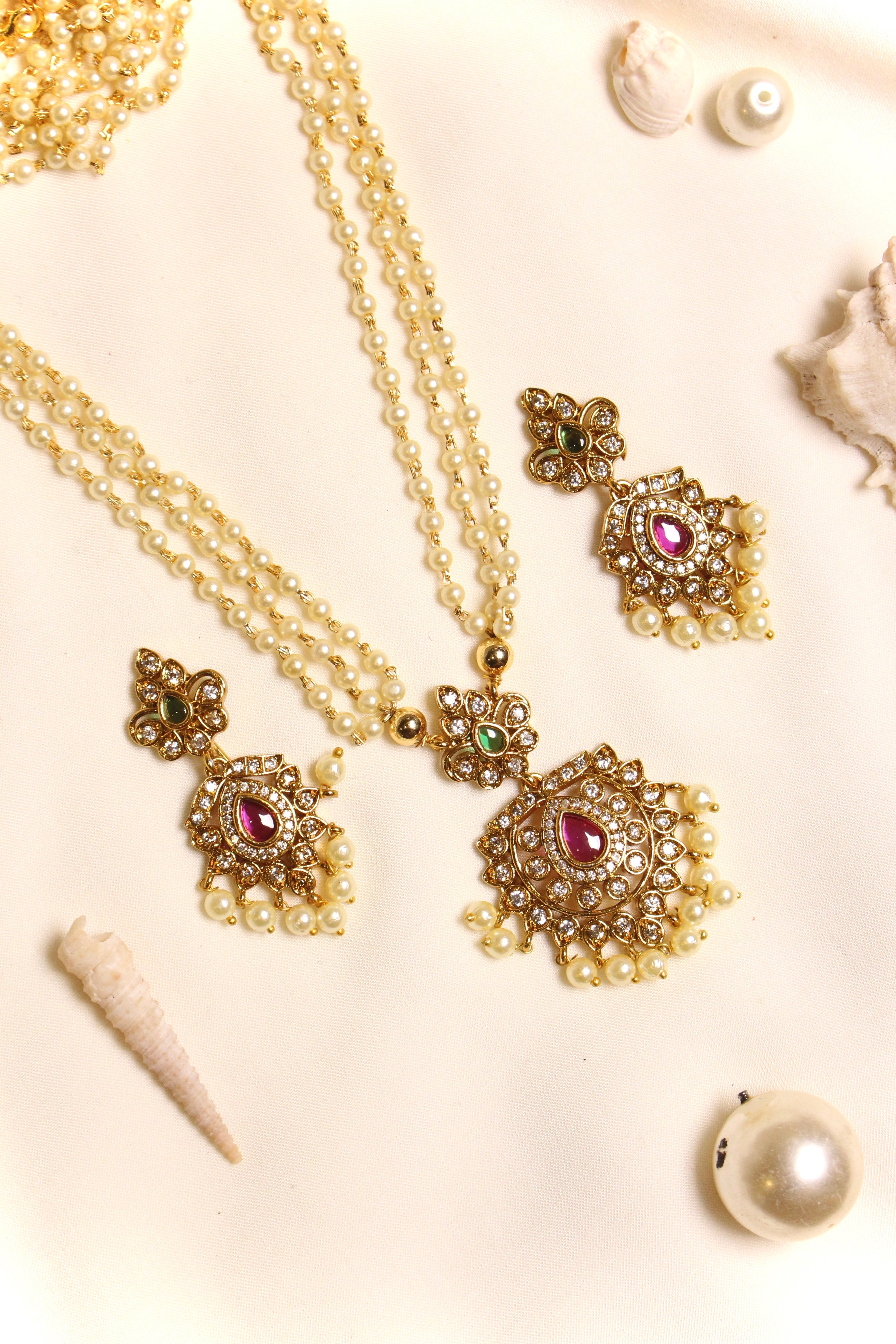 Phool Jadau Mala Set - Aloro Jewels
