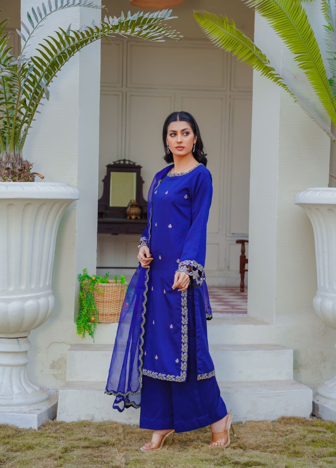 ROYAL BLUE - PRET 3PC Embroidered Dress - Threads & Weaves