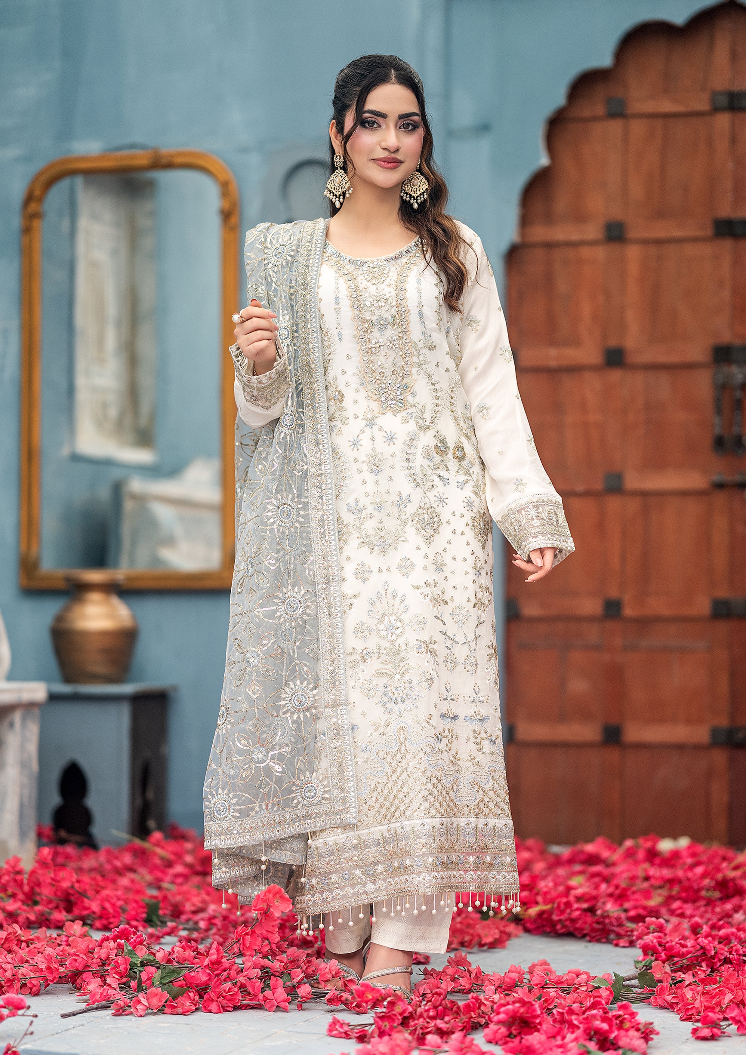 La-Amalia BN-1061 - 3 Piece Semi-Stitched Fancy Heavy Embroidered - Bint-e-Noor