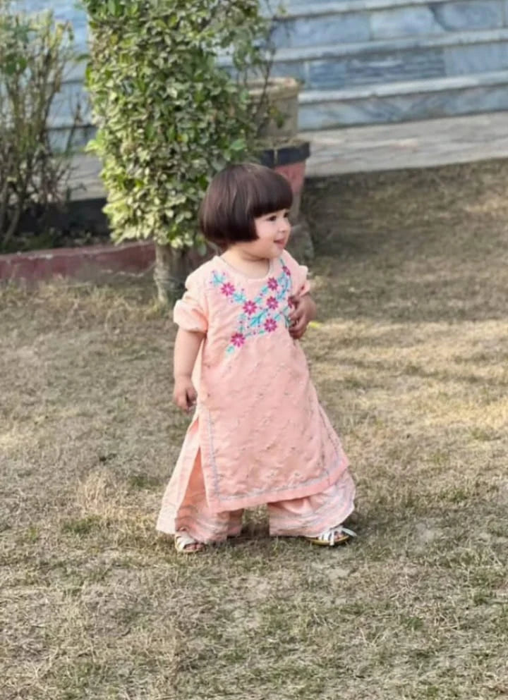 Girls Raw Silk 2Pcs Delicate-Peach - Urban Cut