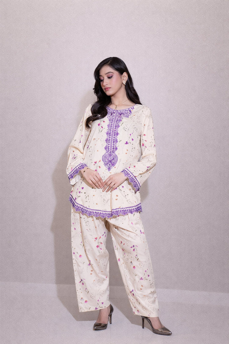 Embroidered Co-Ord Set With Farshi Shalwar - Urban Cut