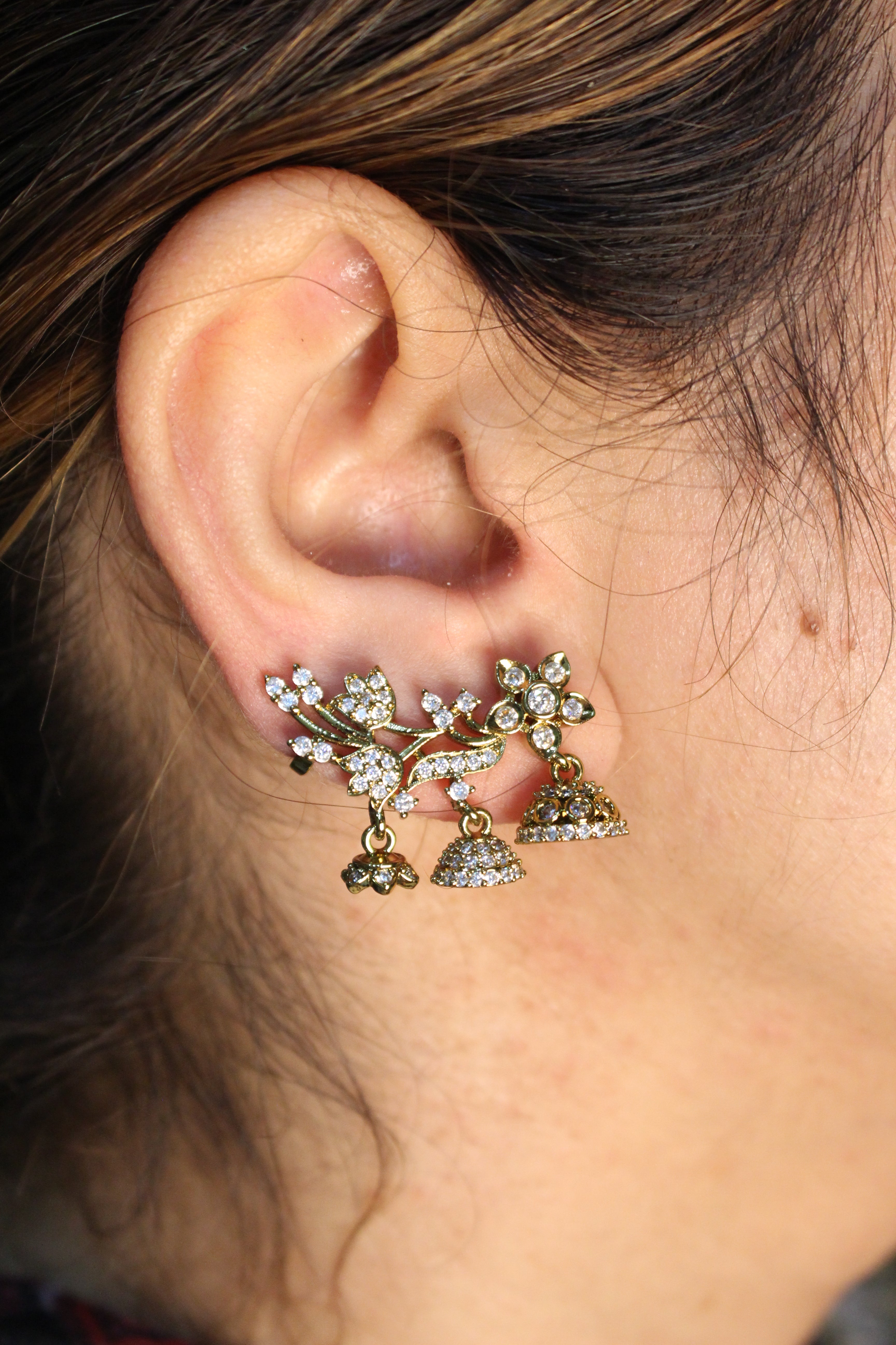 Triple Jhumki Earcuff - Aloro Jewels