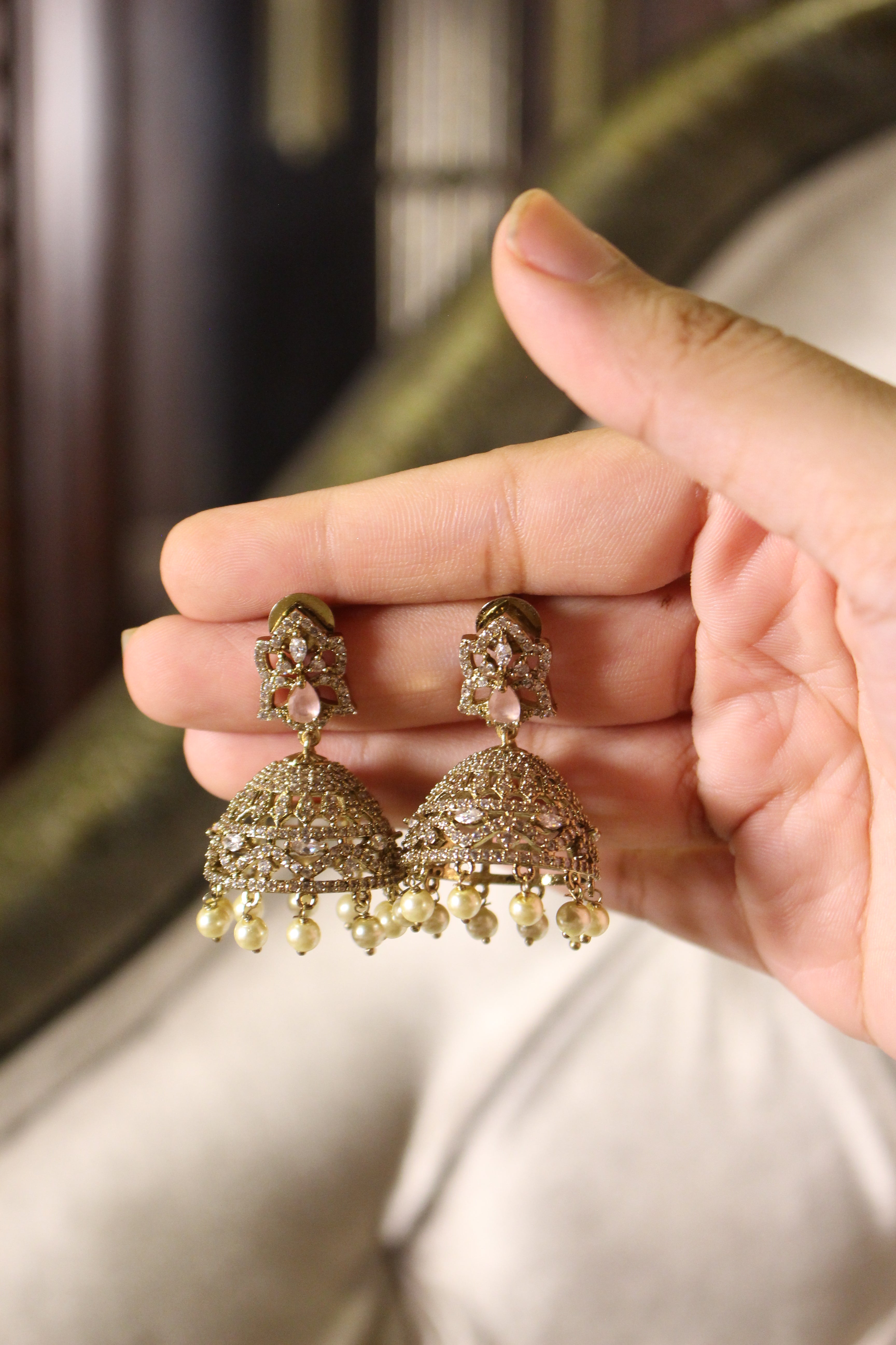 Diamond Style Jhumki Short - Aloro Jewels