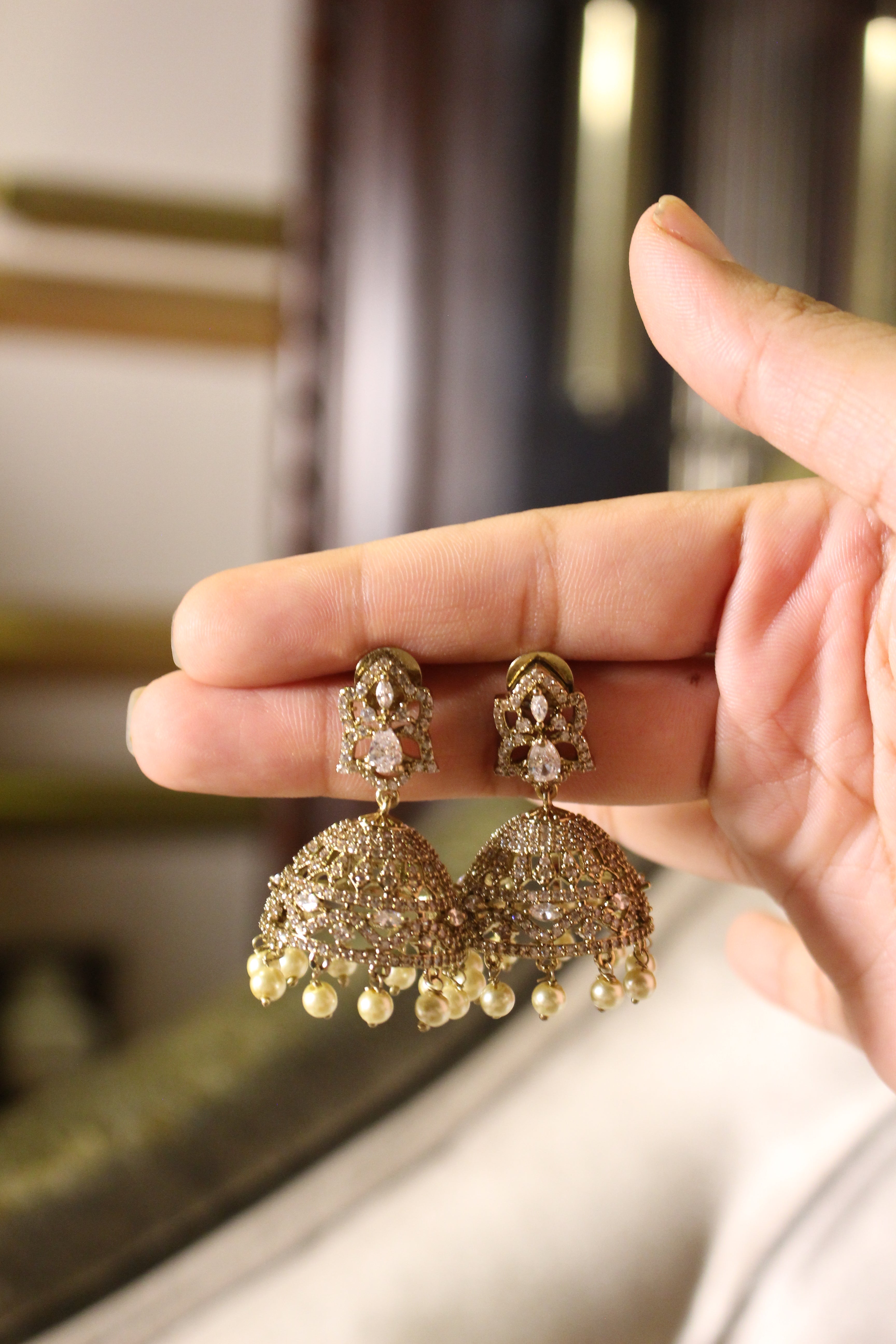 Diamond Style Jhumki Short - Aloro Jewels