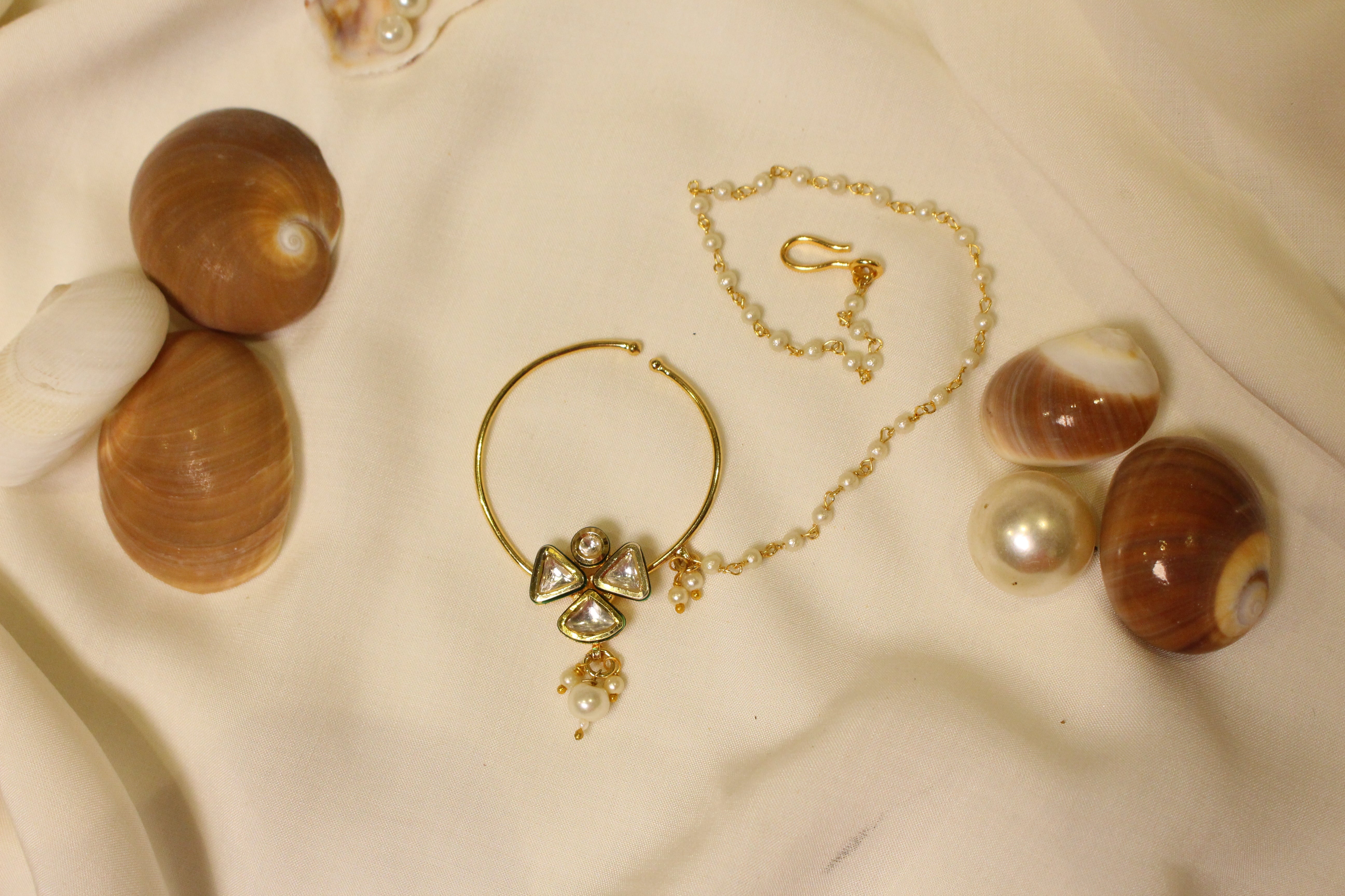 White Kundan Nath - Aloro Jewels