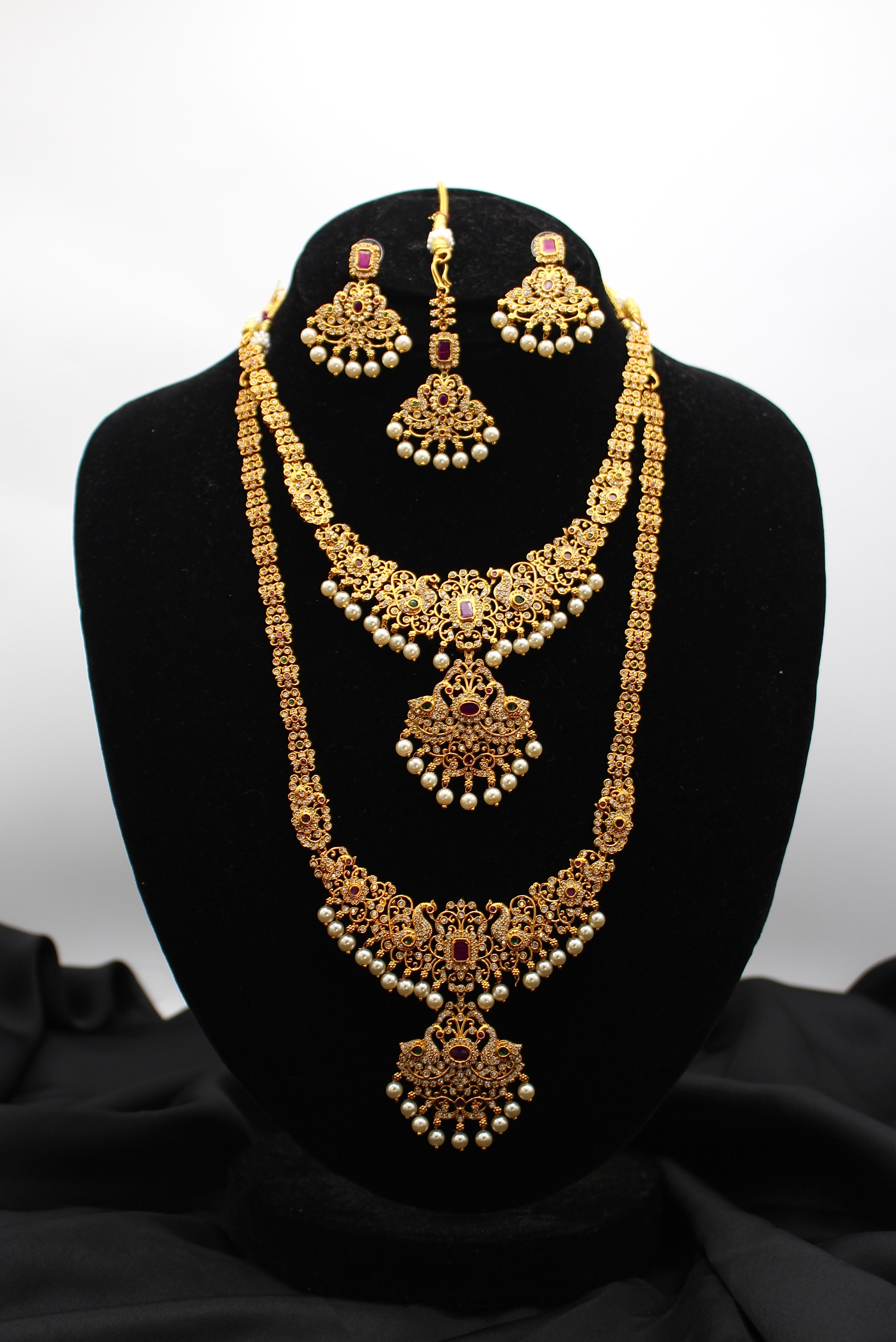 Bridal Jadau Combo Set With Bindi - Aloro Jewels