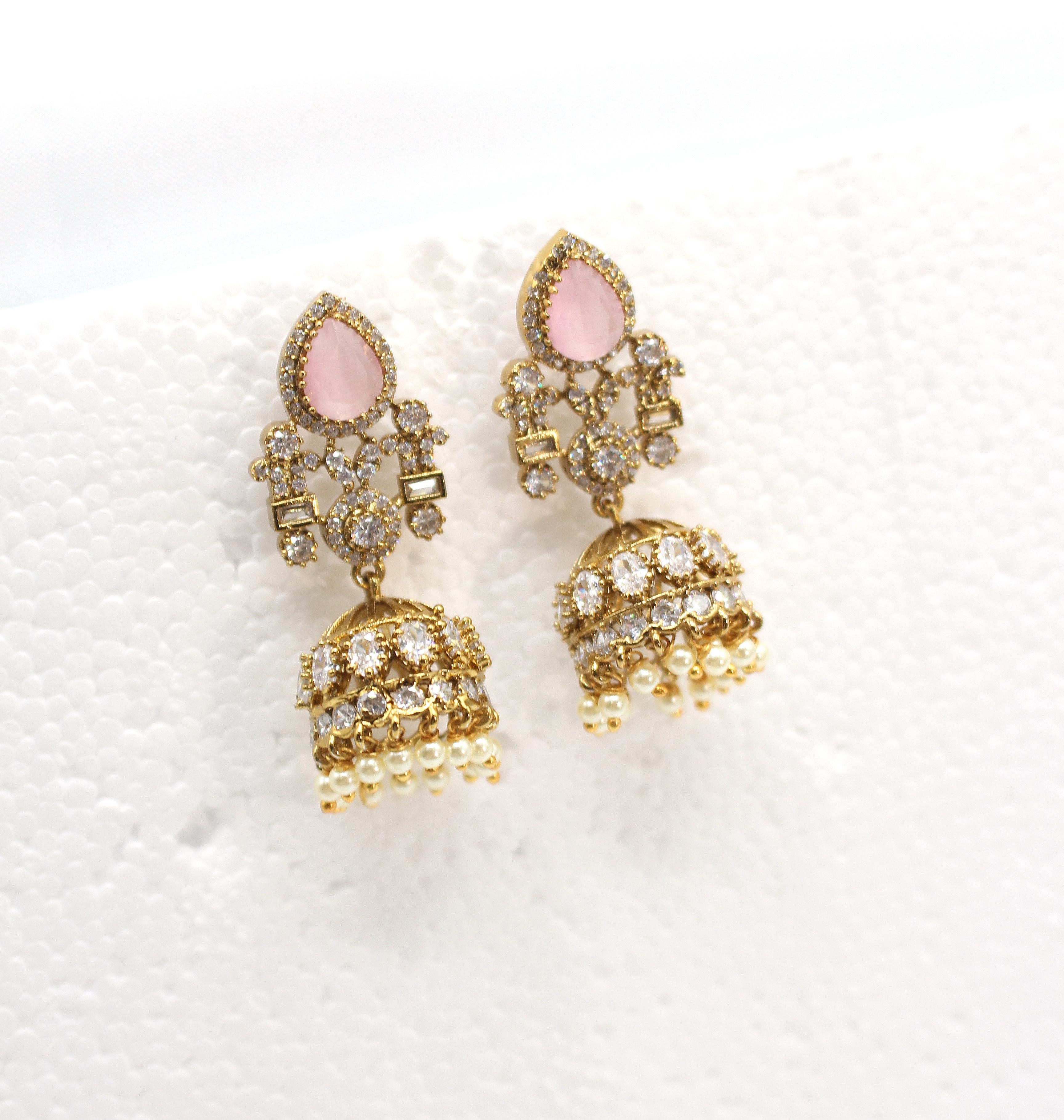 Mossinate Diamond Jhumki - Aloro Jewels
