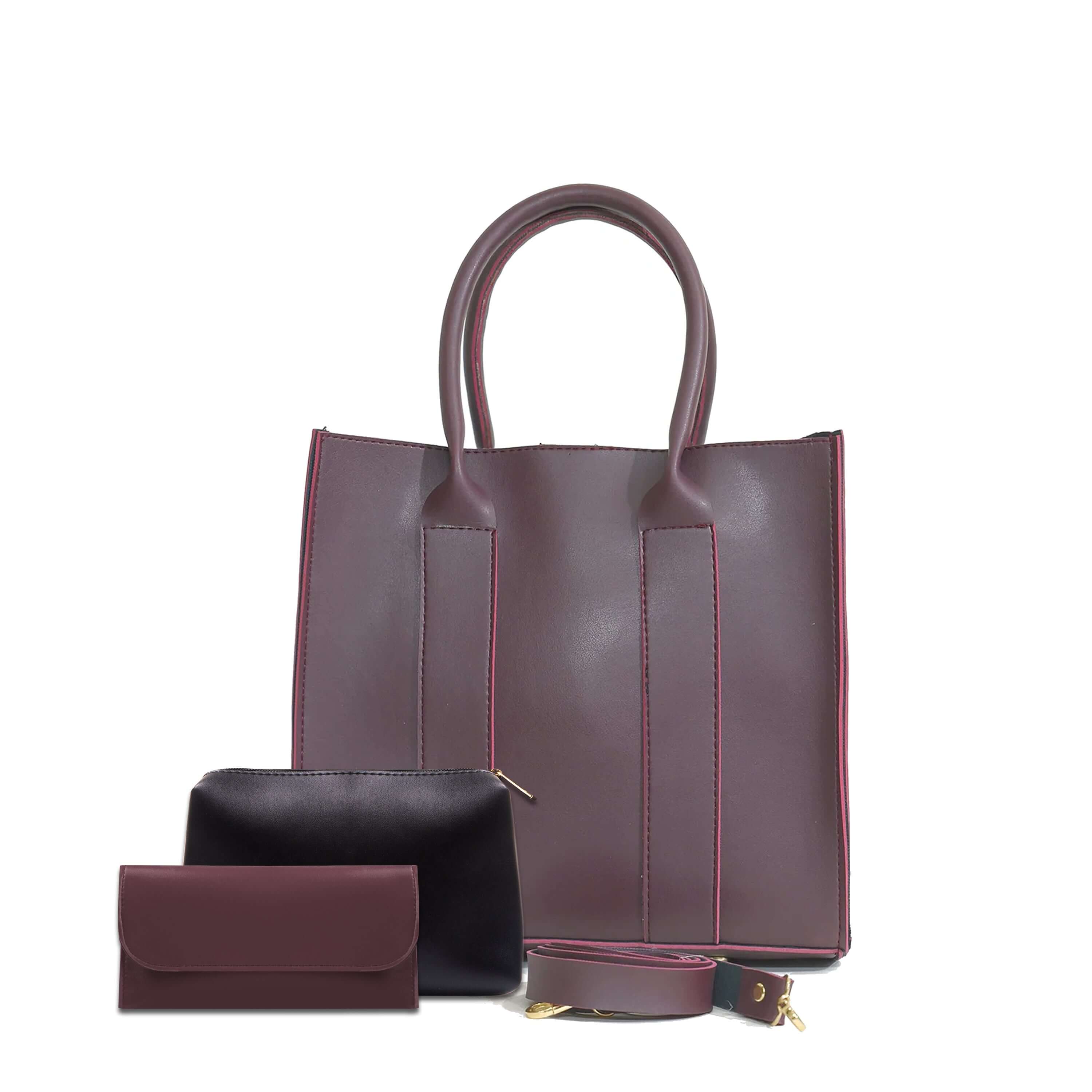 Alberta 3 Pcs Maroon Tote Bag - Bag X