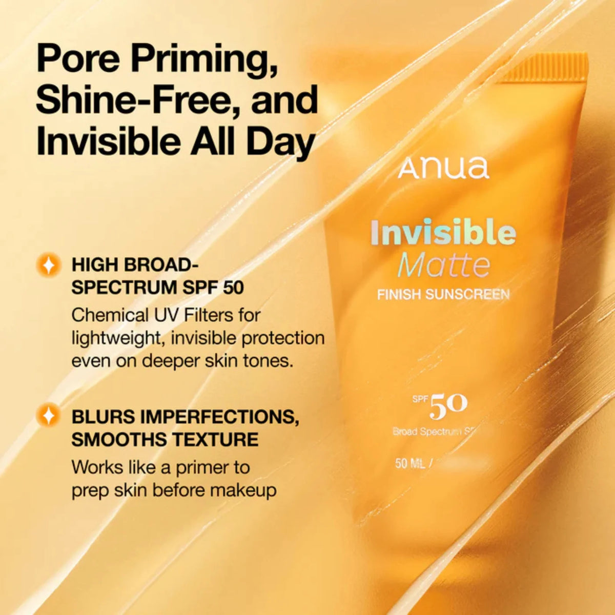 Anua Invisible Matte Finish Sunscreen SPF50 PA+++ - 50ml