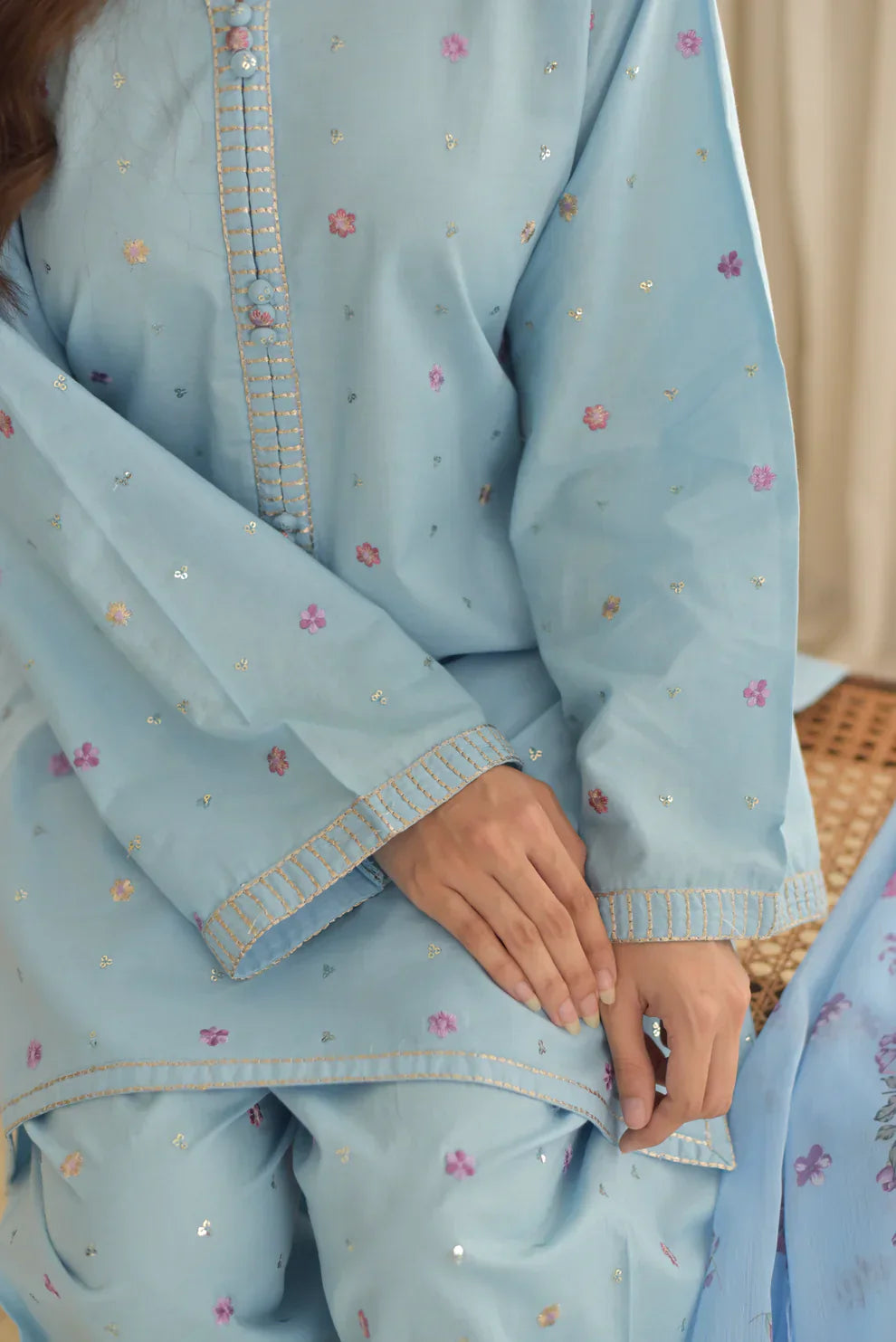 SKY BLOOM 3 PC EMBROIDERY - Urban Haya