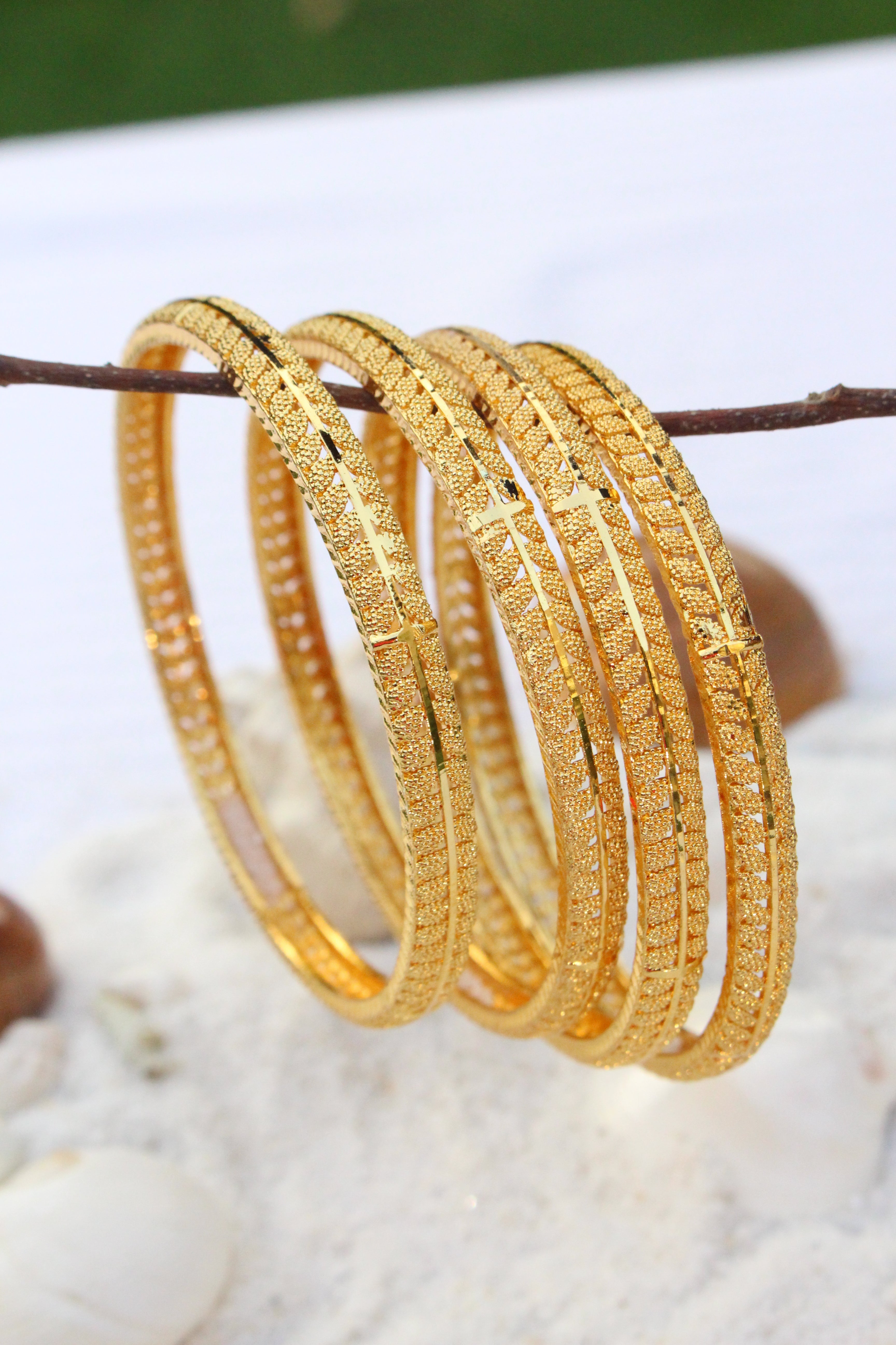 4 Pcs Gold Plated Bangles - Aloro Jewels