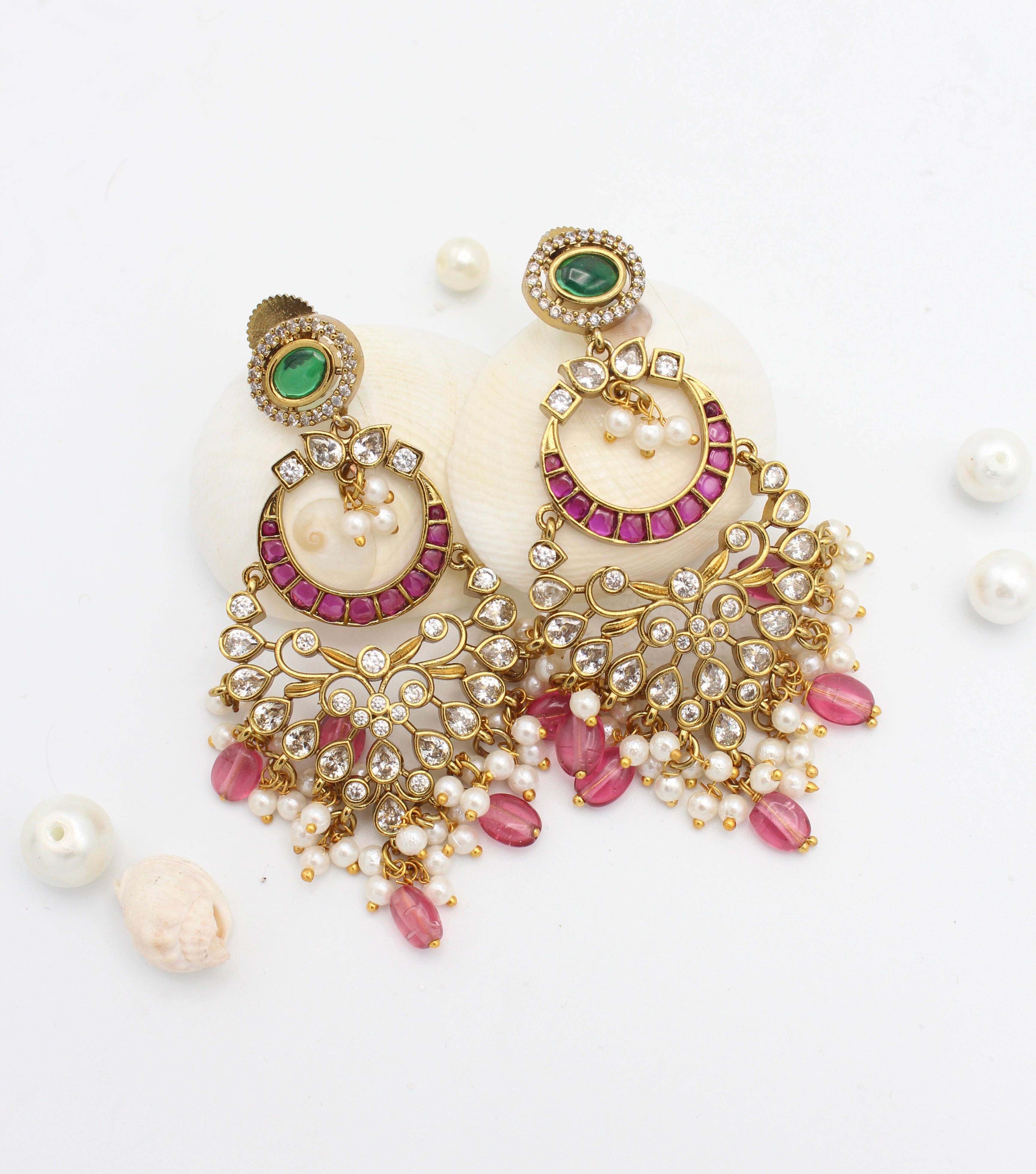 Jhoom Gold Plated Jadau Earrings - Aloro Jewels