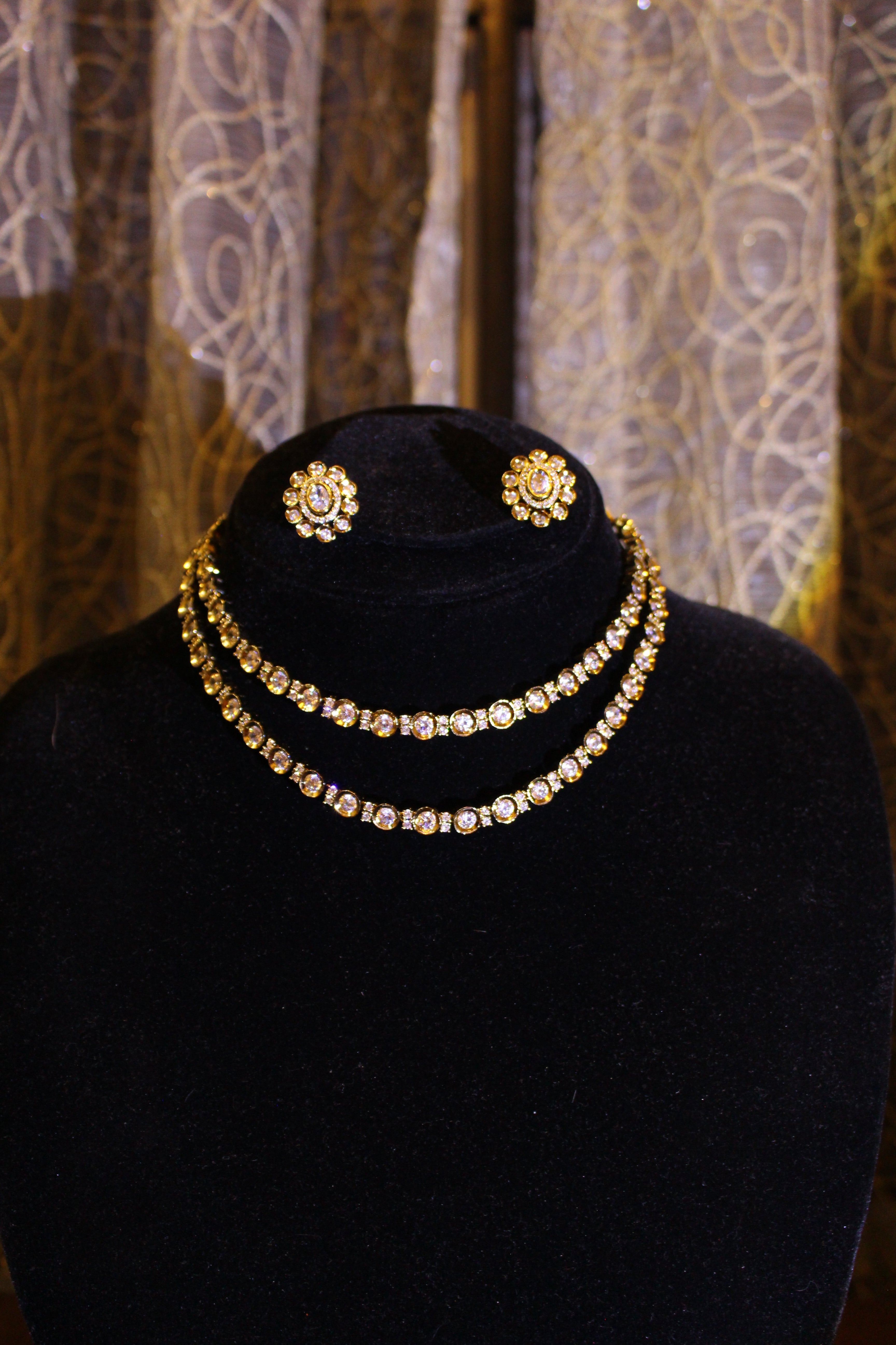 Gold Plated American Diamond Kundan Necklace - Aloro Jewels