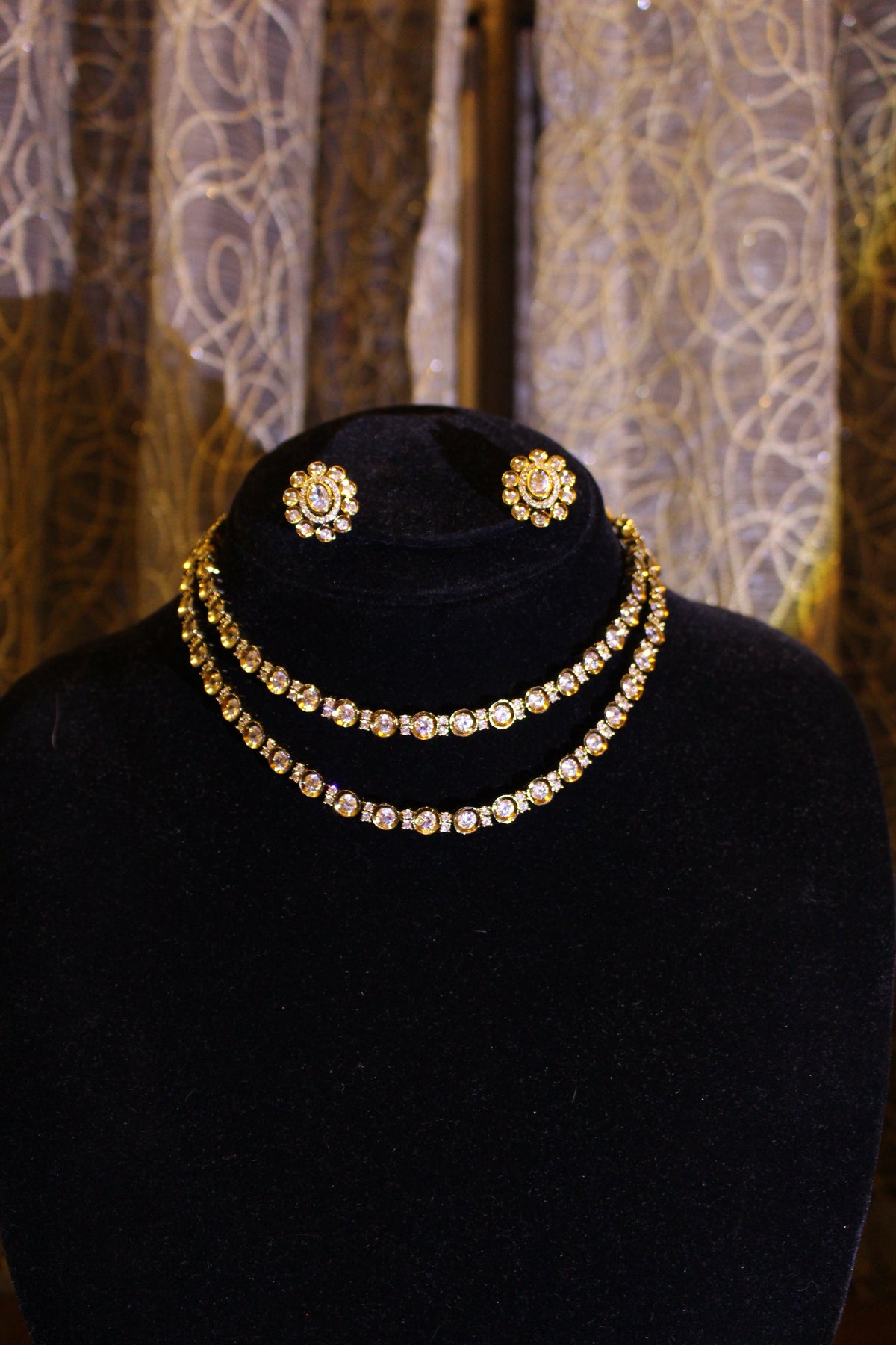 Gold Plated American Diamond Kundan Necklace - Aloro Jewels
