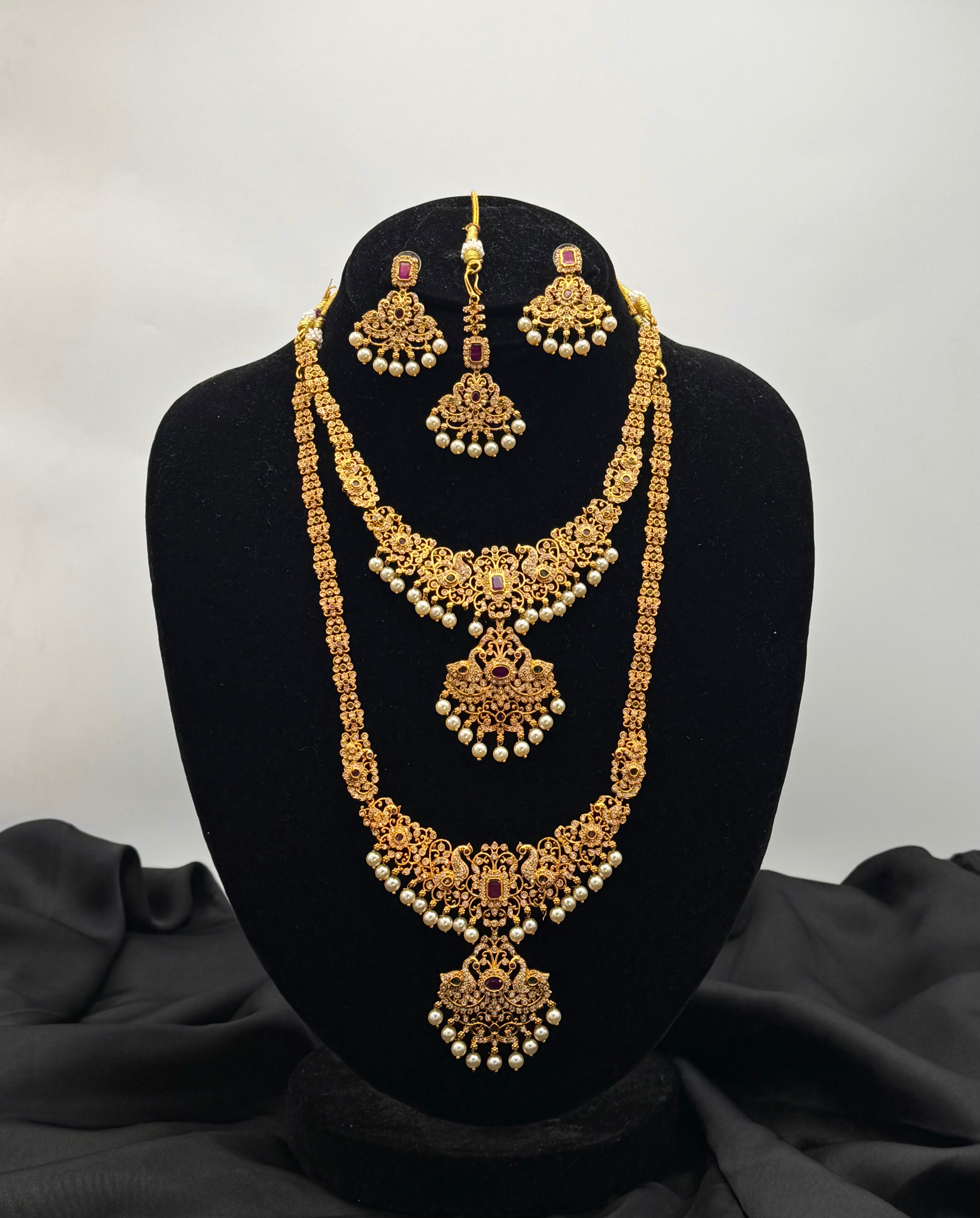 Bridal Jadau Combo Set With Bindi - Aloro Jewels