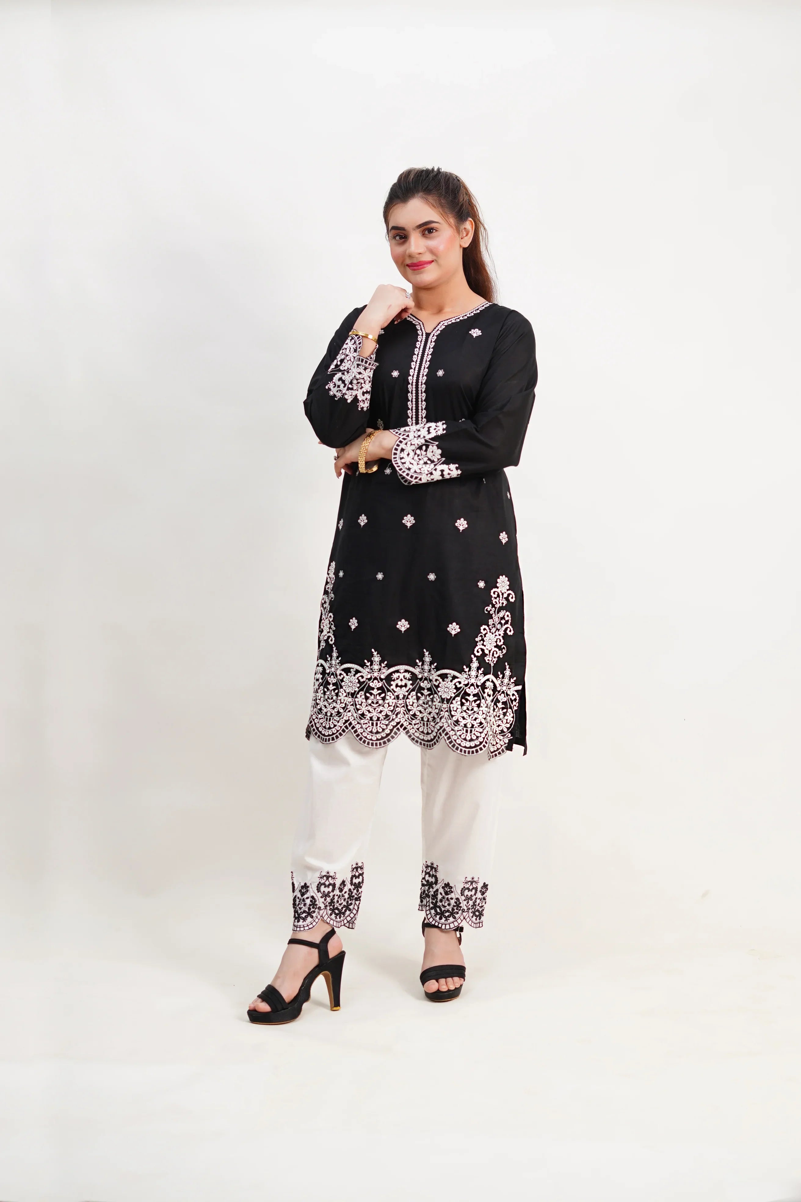 Embroidered Black Kurti - HBH