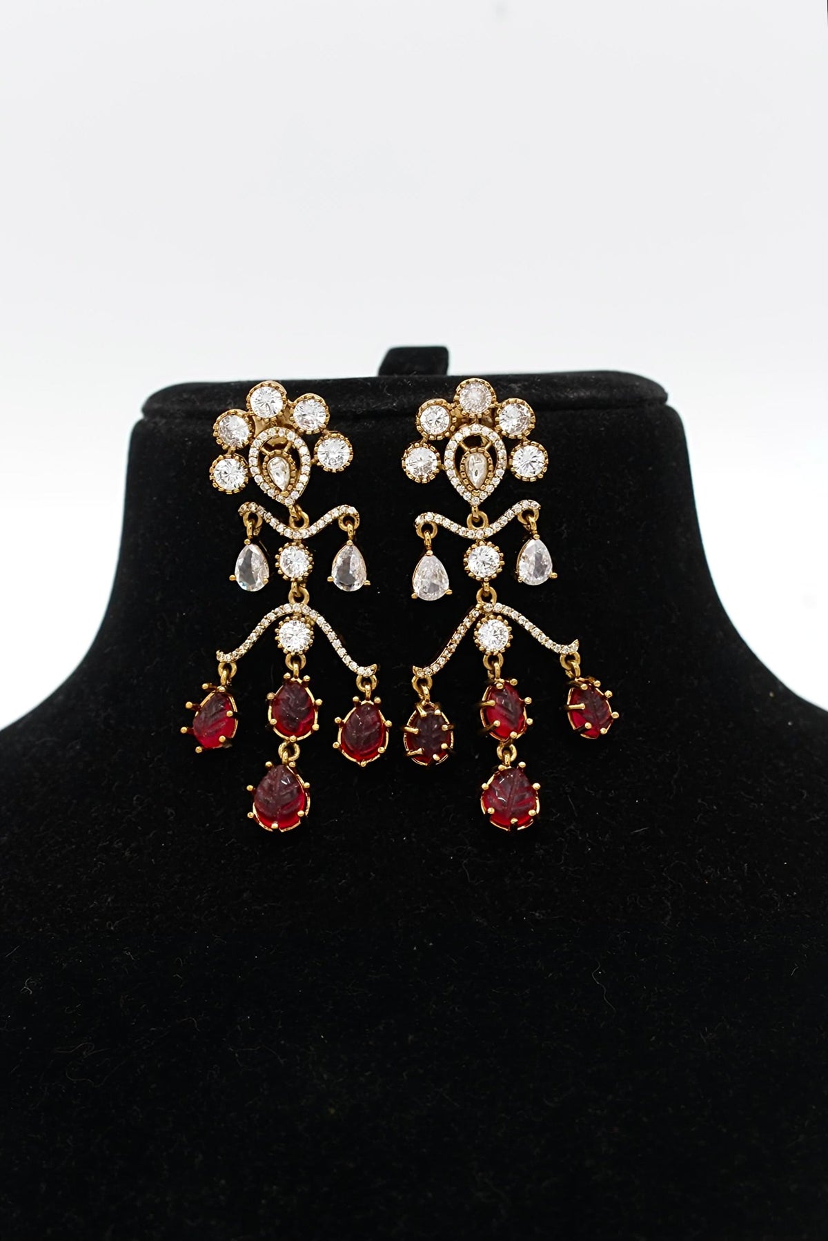 Husn-E-Tarash Hand Carved Mossinate Diamond Earrings - Aloro Jewels