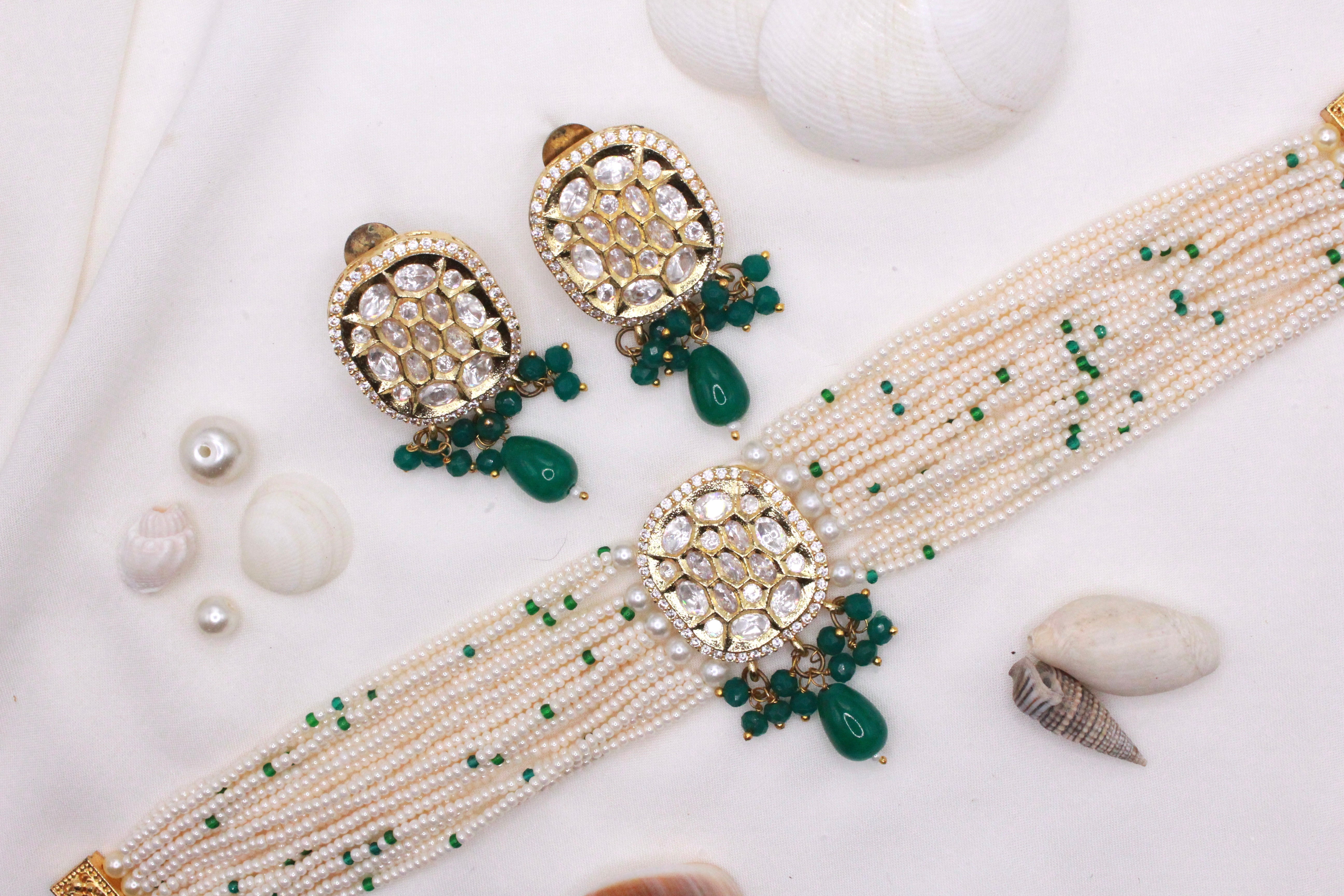 Green Pearl Choker - Aloro Jewels