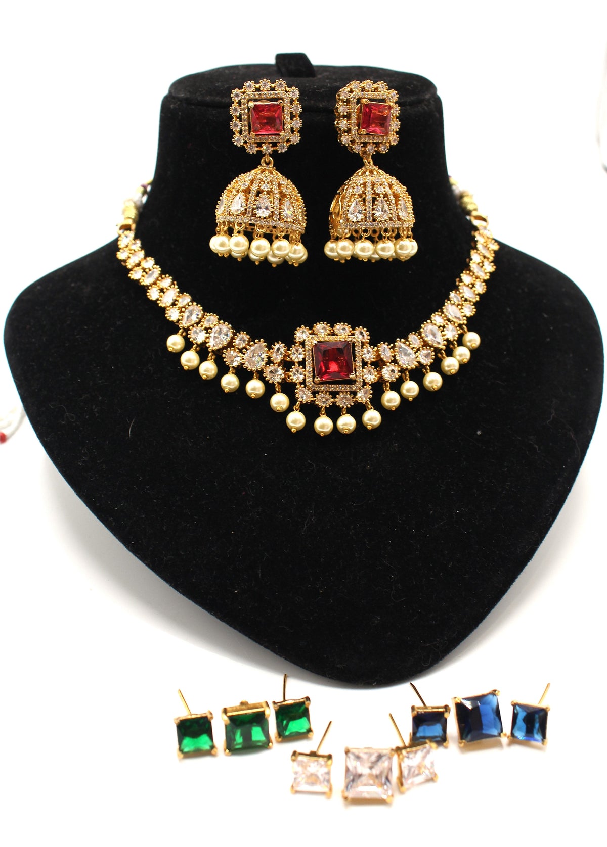 Mossinate Diamond Necklace With Changeable Stones - Aloro Jewels