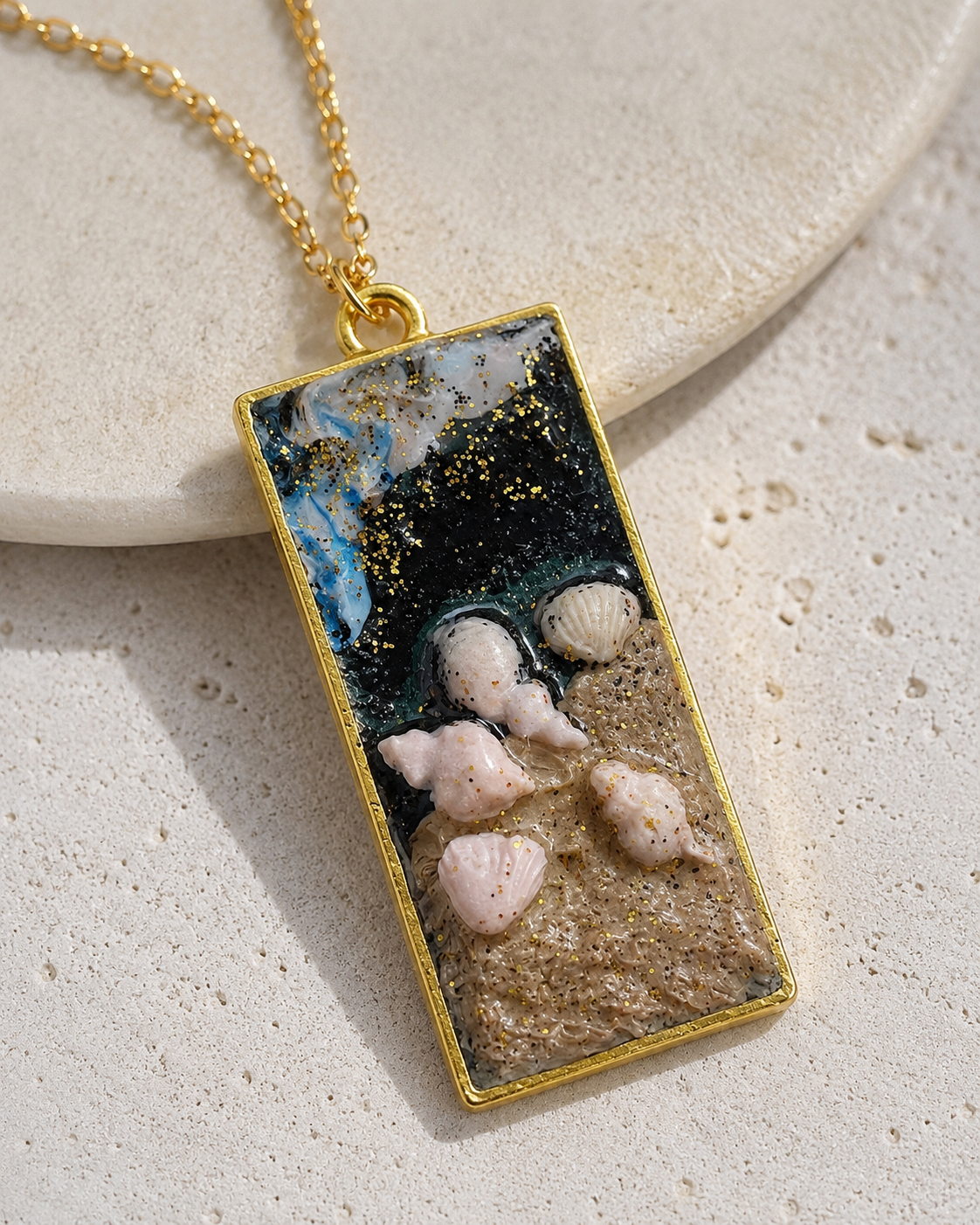 Golden Seashore Pendant - Clay Boutique