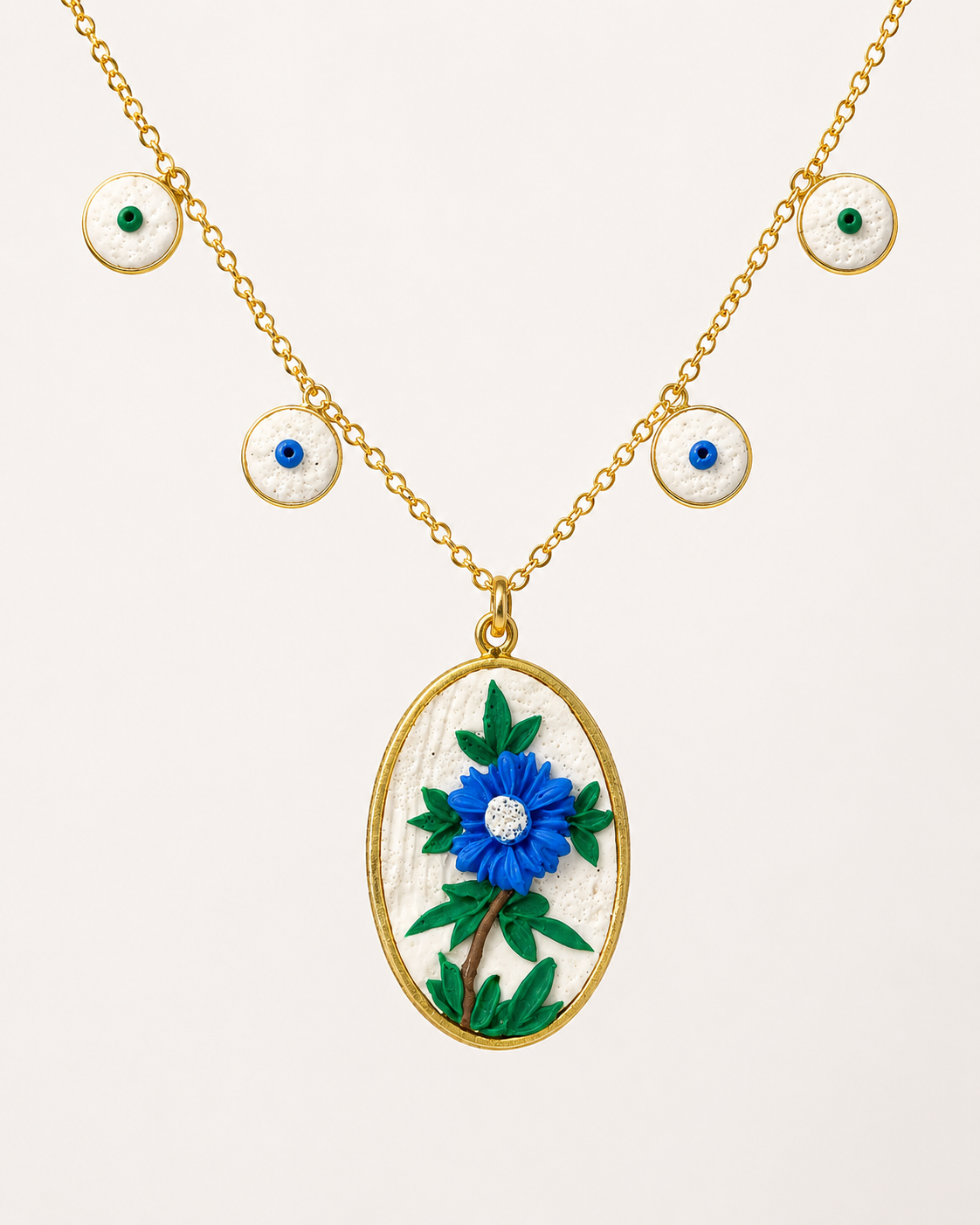 Blue Bloom Pendant Necklace - Clay Boutique