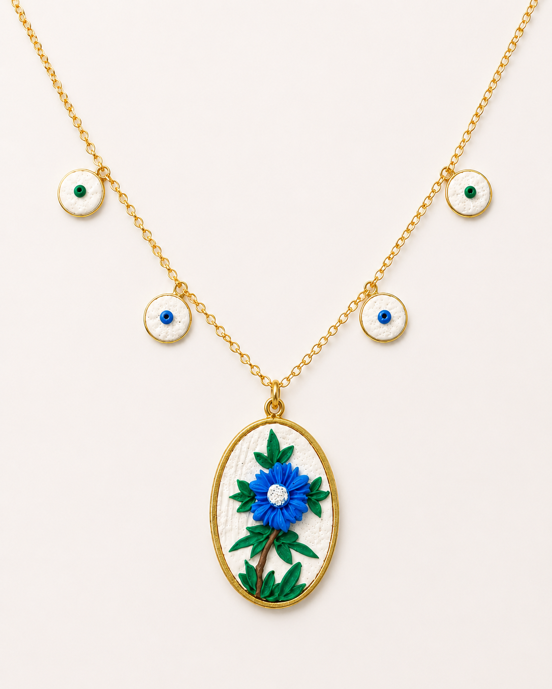 Blue Bloom Pendant Necklace - Clay Boutique