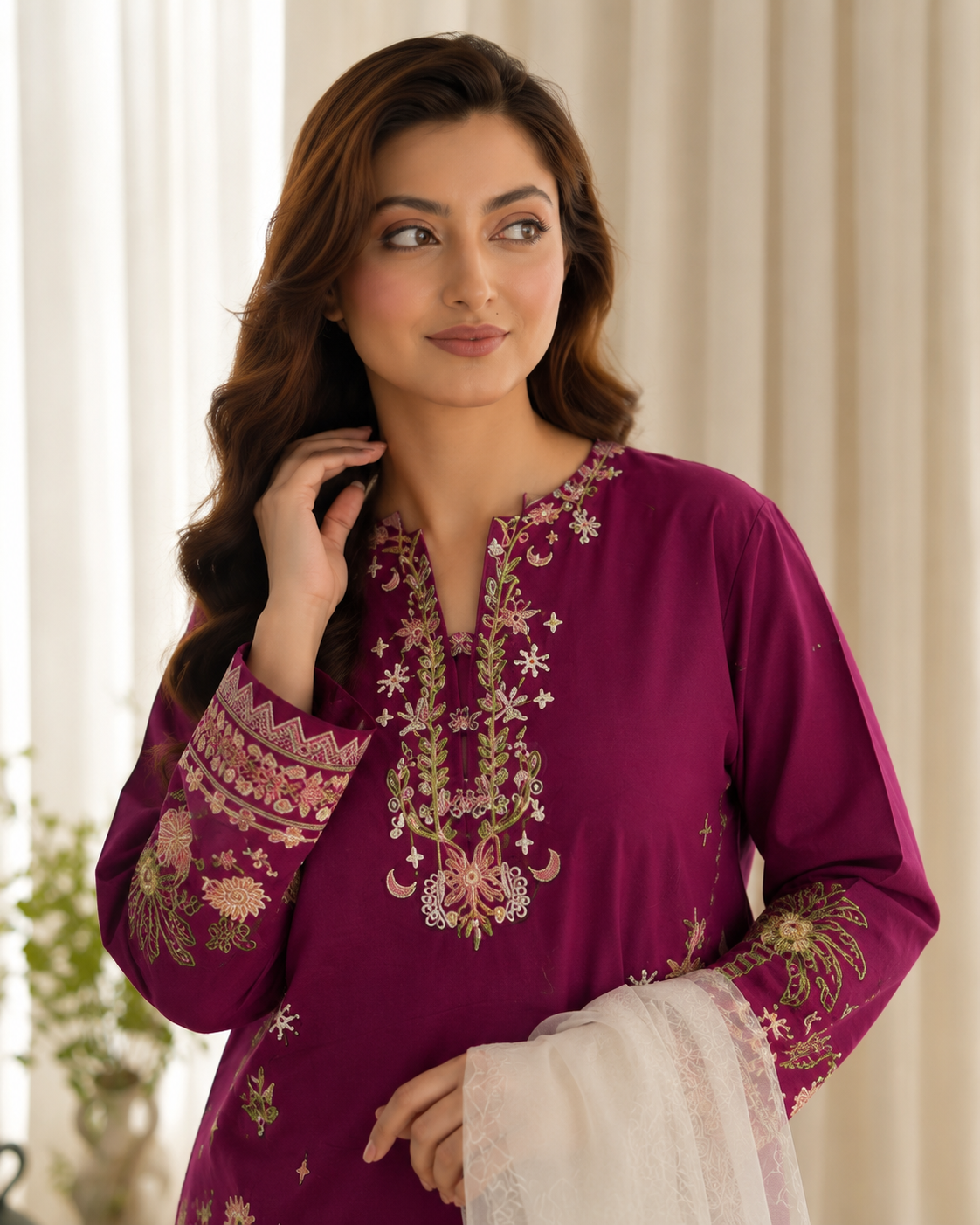 Mulberry Bloom 3 PCs EMBROIDERY - Tawakal Closet